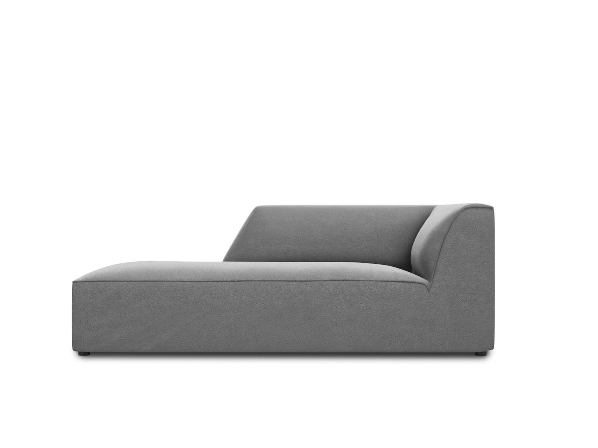Chaiselongue Siena mit Samtbezug in Beige-Salvador, Massivholzrahmen, schwarze Kunststoffbeine, Sitzfläche 67x153cm, Ansicht von links.