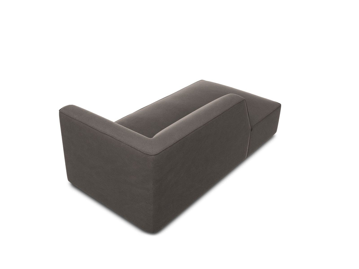 Chaiselongue Siena mit Samtbezug in Beige-Salvador, Massivholzrahmen, schwarze Kunststoffbeine, Sitzfläche 67x153cm, Ansicht von links.
