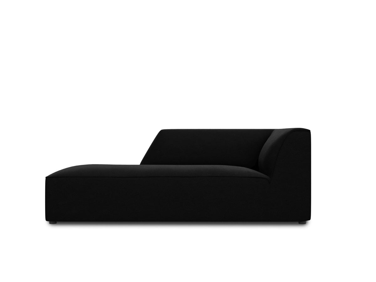 Chaiselongue Siena mit Samtbezug in Beige-Salvador, Massivholzrahmen, schwarze Kunststoffbeine, Sitzfläche 67x153cm, Ansicht von links.
