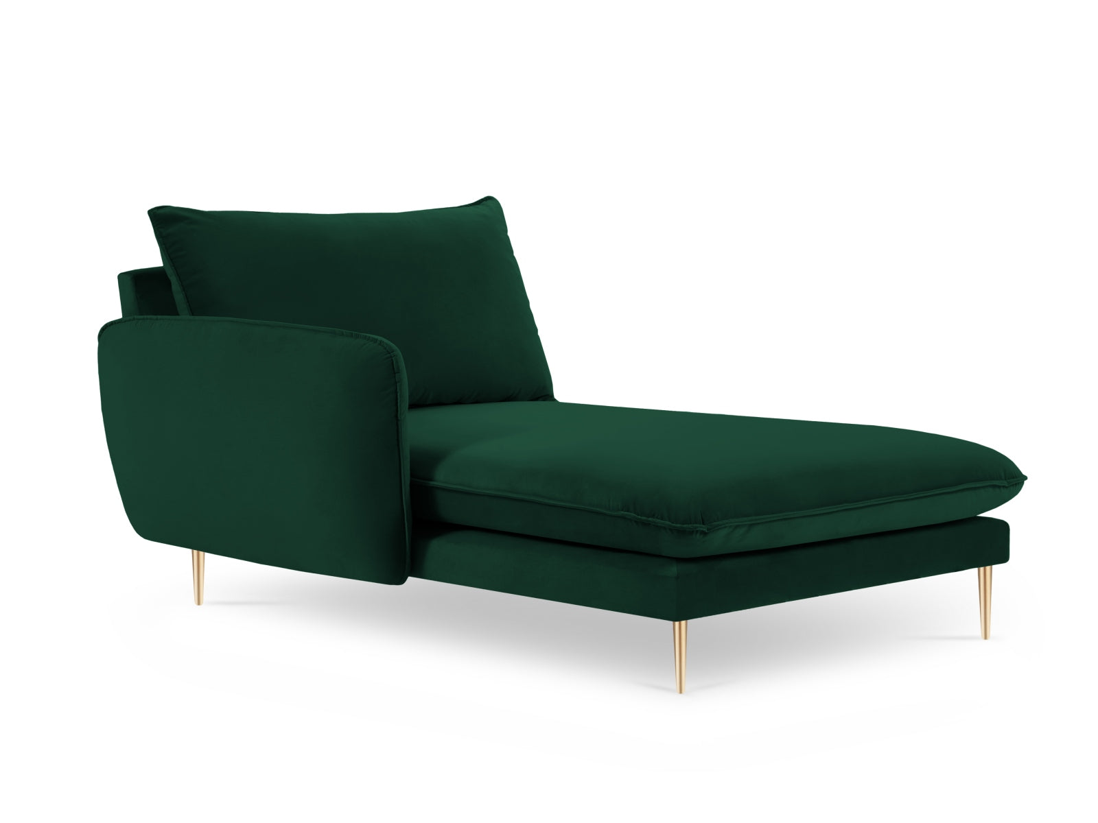 Stilvolles Vienna Velour Sofa Chaise Lounge links mit 1 Sitz in luxuriösem Bottle Green, perfekt für moderne und elegante Inneneinrichtungen.