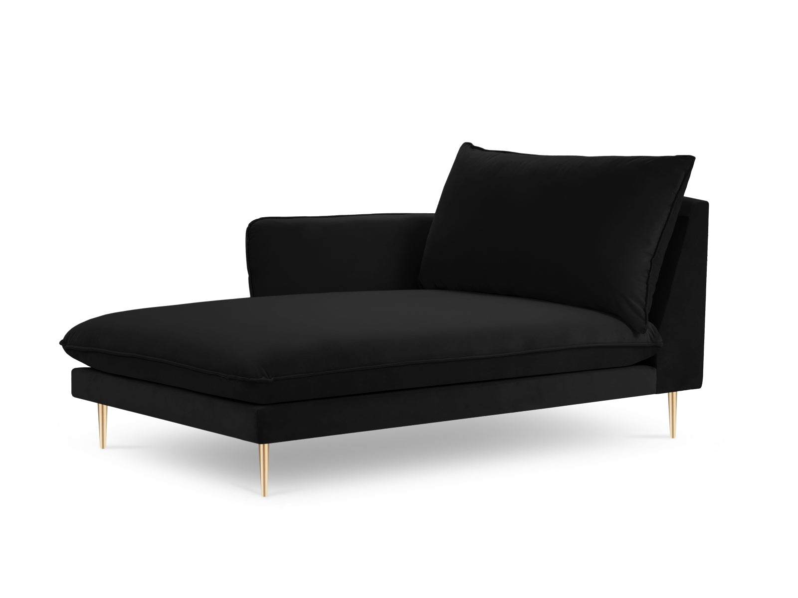 Vienna Velour Sofa Chaise Lounge links 1 Sitz 110cm in Black/Gold-Bluvel präsentiert im Onlineshop von KAQTU Design AG. L-Sofa links ist von Cosmopolitan Design