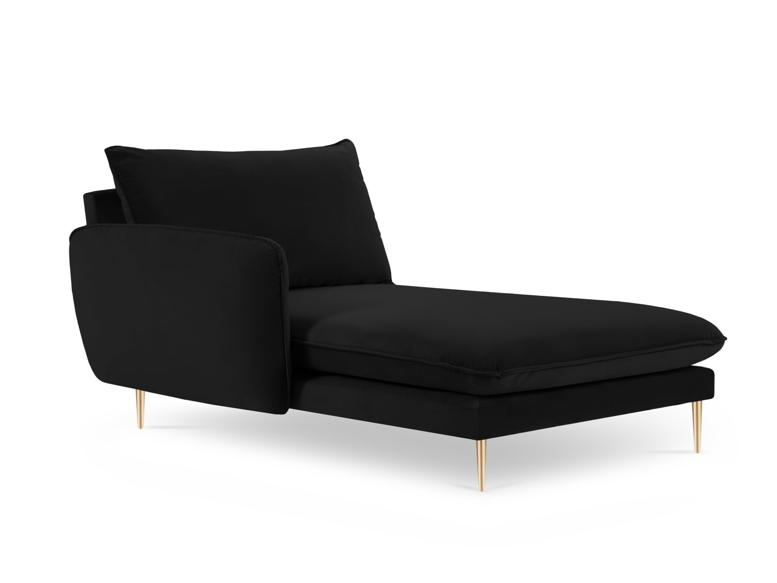 Vienna Velour Sofa Chaise Lounge links 1 Sitz 110cm in Black/Gold-Bluvel präsentiert im Onlineshop von KAQTU Design AG. L-Sofa links ist von Cosmopolitan Design