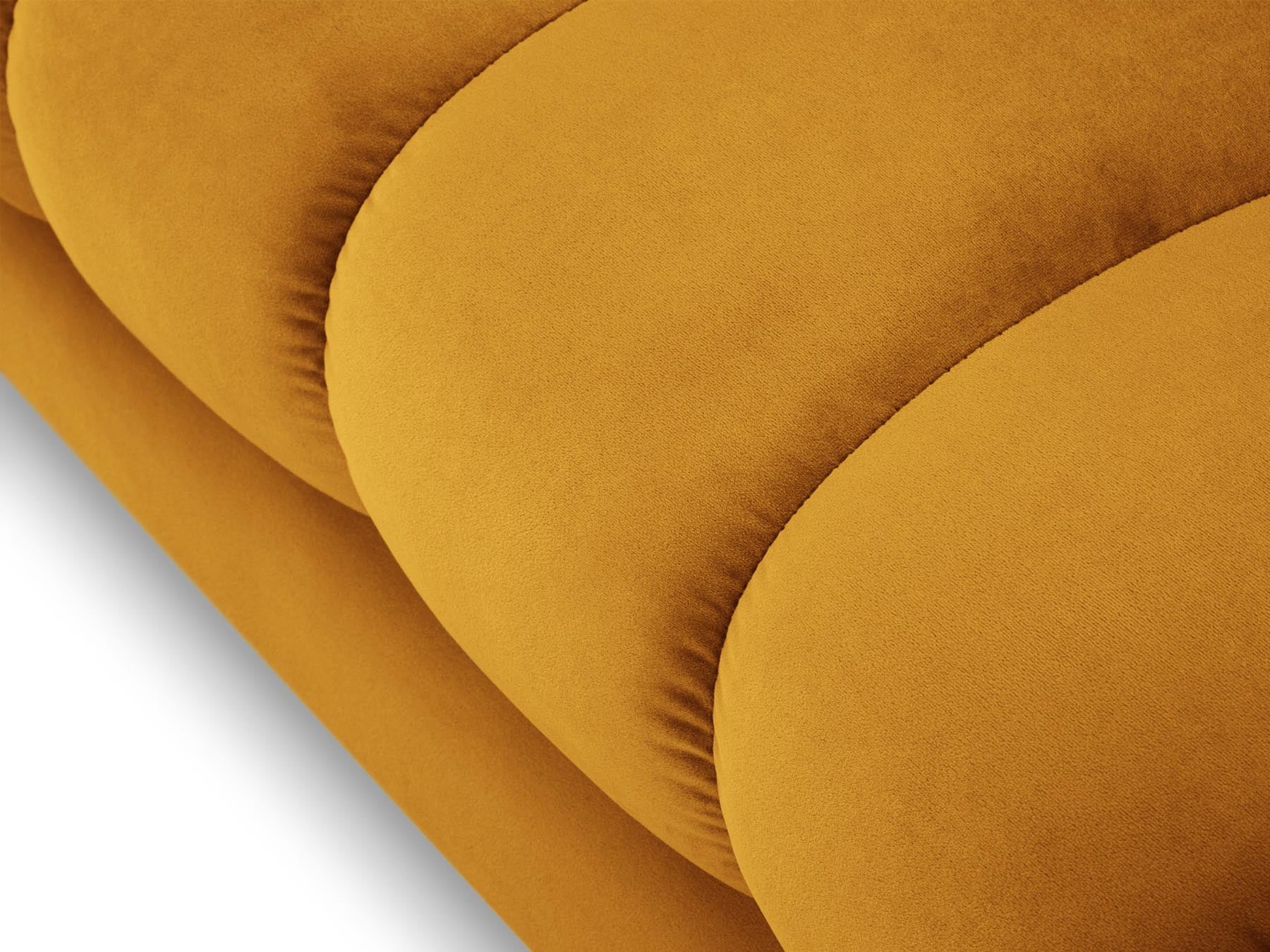 Moderne linke Chaise Longue Bali in strahlendem Gelb, ideal für stilvolle Wohnräume und gemütliche Entspannungsecken.