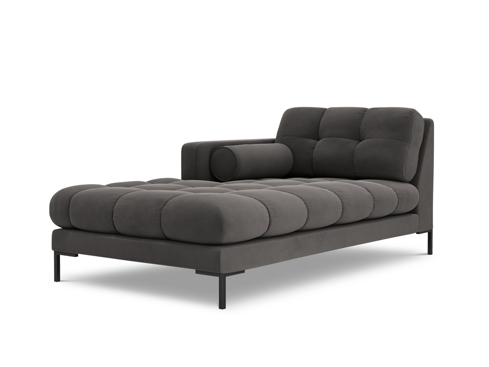 1-Sitzer Chaise Longue links Bali in Dark Grey-Bluvel präsentiert im Onlineshop von KAQTU Design AG. Modulares Sofa ist von Cosmopolitan Design