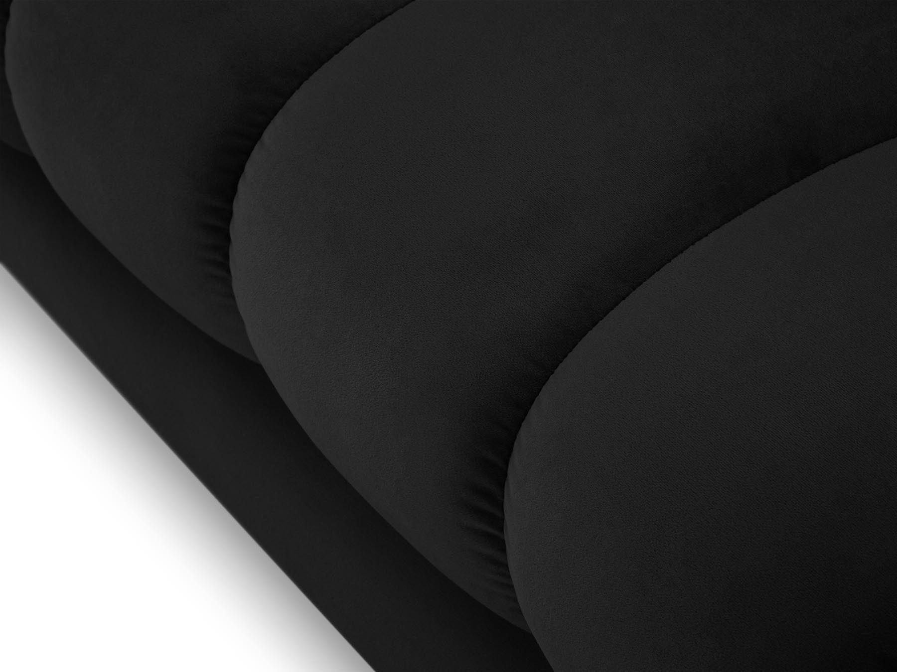 Moderne linke Chaise Longue Bali in Black-Bluvel, perfekt für gemütliche Stunden und stilvolle Einrichtung. Teil des modularen Sofas von Cosmopolitan Design.