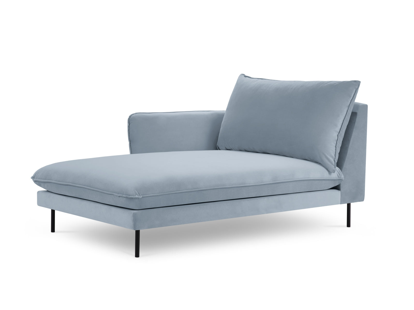 Vienna Velour Sofa Chaise Lounge links 1 Sitz 110cm in Light Blue/Schwarz-Bluvel präsentiert im Onlineshop von KAQTU Design AG. L-Sofa links ist von Cosmopolitan Design