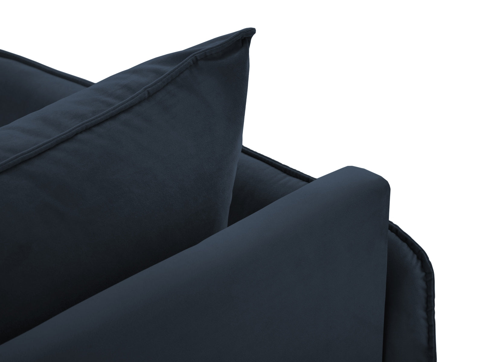Elegantes, linksseitiges Vienna Velour Sofa Chaise Lounge in tiefem Blau, 1 Sitzplatz, ideal für moderne Wohnräume.