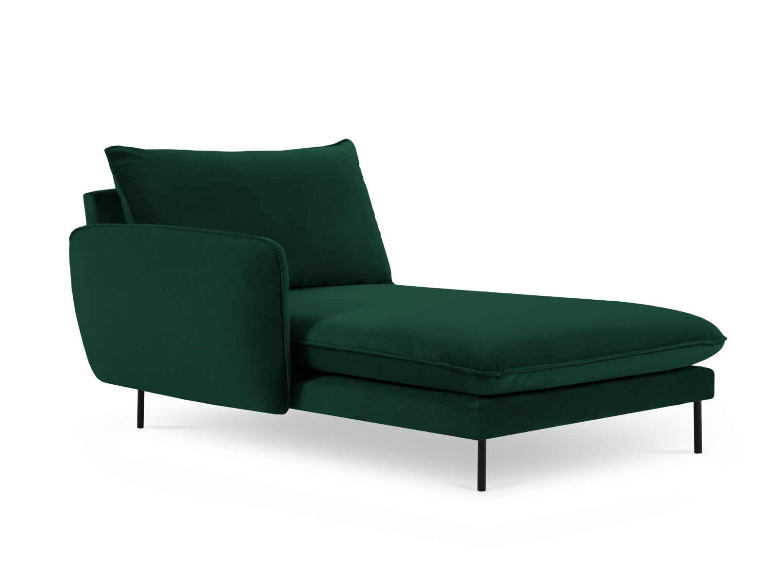 Vienna Velour Sofa Chaise Lounge links 1 Sitz 110cm in Bottle Green/Schwarz-Bluvel präsentiert im Onlineshop von KAQTU Design AG. L-Sofa links ist von Cosmopolitan Design