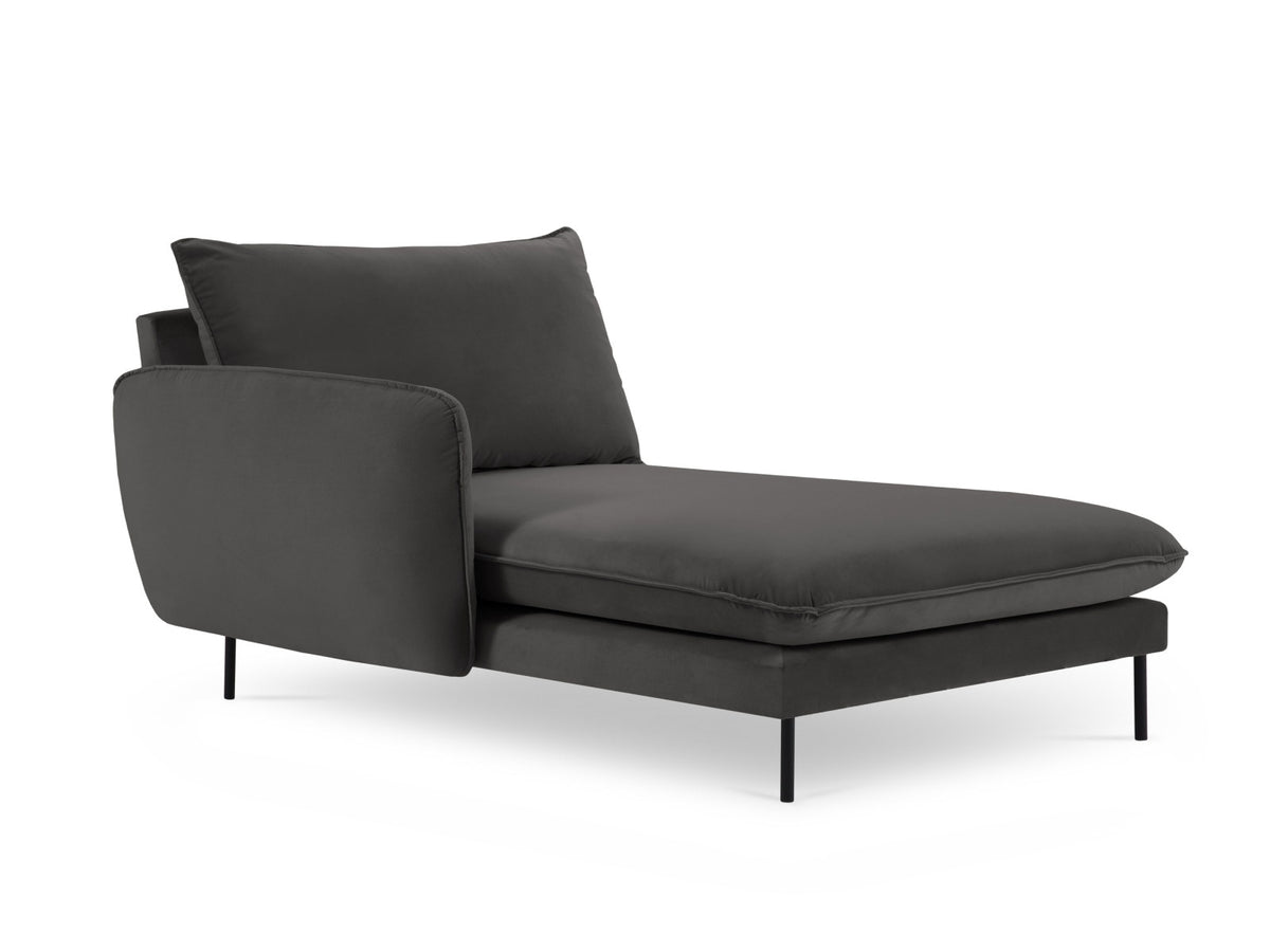 Vienna Velour Sofa Chaise Lounge links 1 Sitz 110cm in Dark Grey/Schwarz-Bluvel präsentiert im Onlineshop von KAQTU Design AG. L-Sofa links ist von Cosmopolitan Design