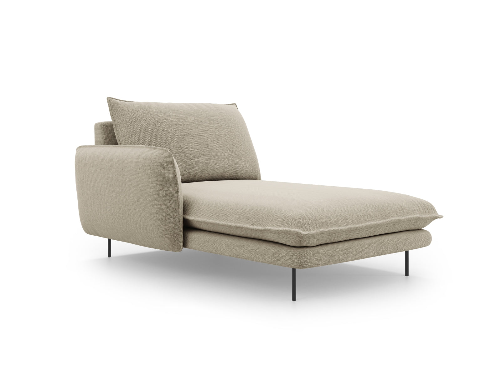 Stilvolles L-Sofa links im modernen Design, 110 cm, in Beige und Schwarz, perfekt für gemütliche Wohnbereiche.