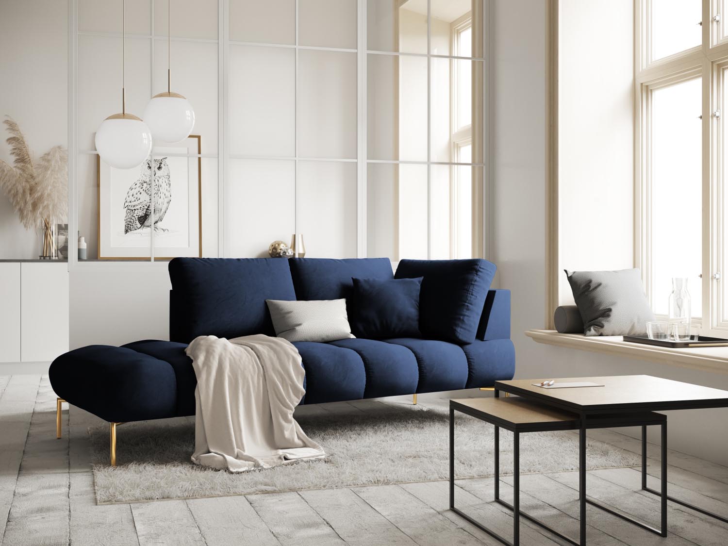 Geniessen Sie stilvollen Komfort mit der Hastings Velour Chaise Longue links 2 Sitzer von Cosmopolitan Design – ideal für Ihr modernes Wohnambiente.