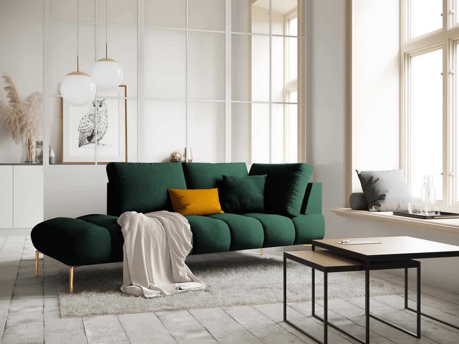 Geniessen Sie stilvollen Komfort mit der Hastings Velour Chaise Longue links 2 Sitzer von Cosmopolitan Design – ideal für Ihr modernes Wohnambiente.