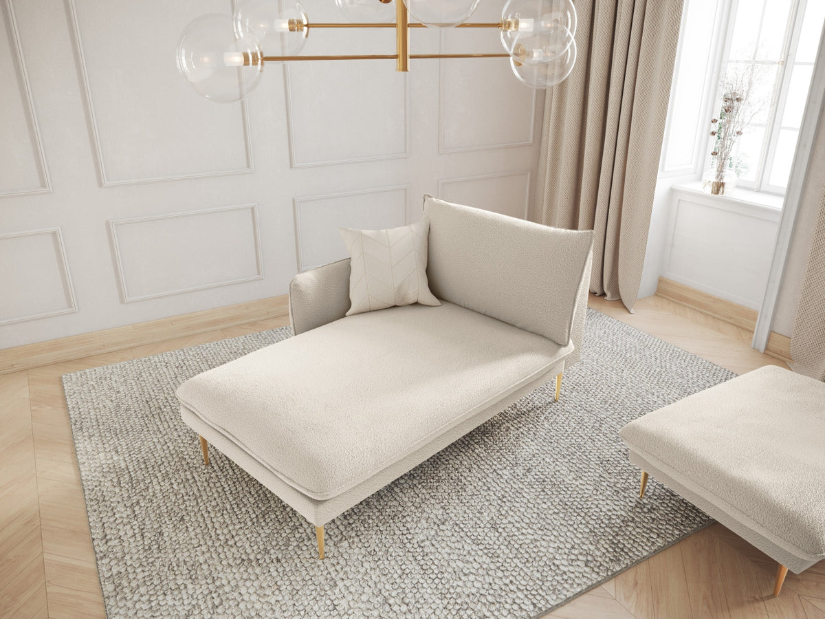 Vienna Boucle Sofa Chaise Lounge links 1 Sitz 110cm in Beige/Gold-Ascot präsentiert im Onlineshop von KAQTU Design AG. L-Sofa links ist von Cosmopolitan Design