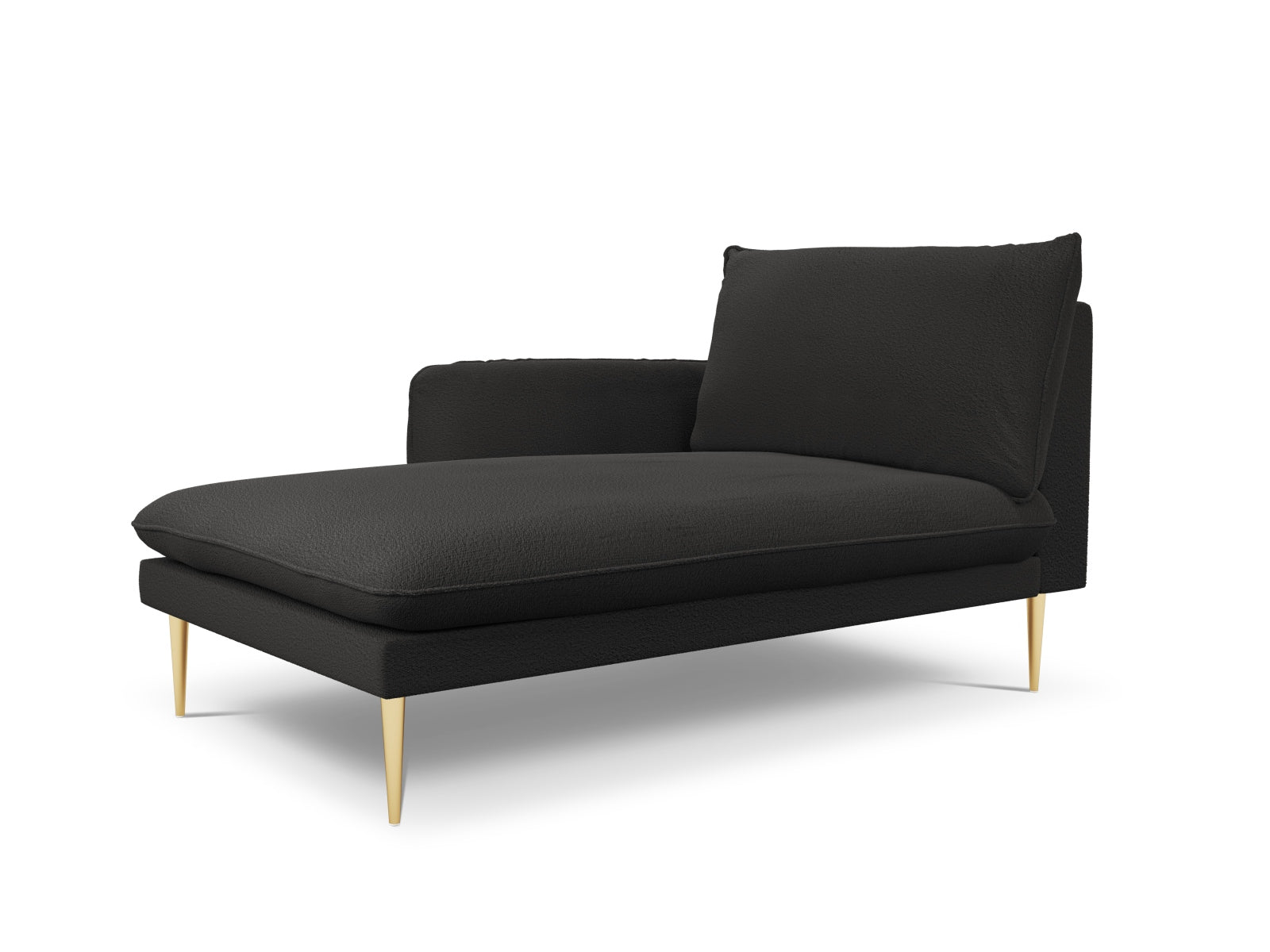 Vienna Boucle Sofa Chaise Lounge links 1 Sitz 110cm in Black/Gold-Ascot präsentiert im Onlineshop von KAQTU Design AG. L-Sofa links ist von Cosmopolitan Design