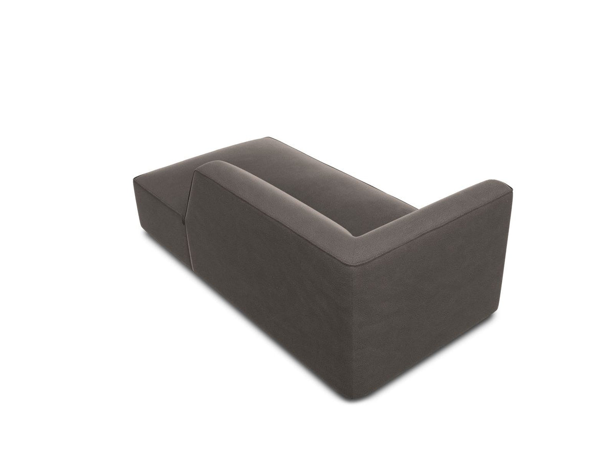 Beige Samt-Chaiselongue Siena von Cosmopolitan Design, rechte Ausführung, Massivholzrahmen, schwarze Kunststoffbeine, 181cm lang.