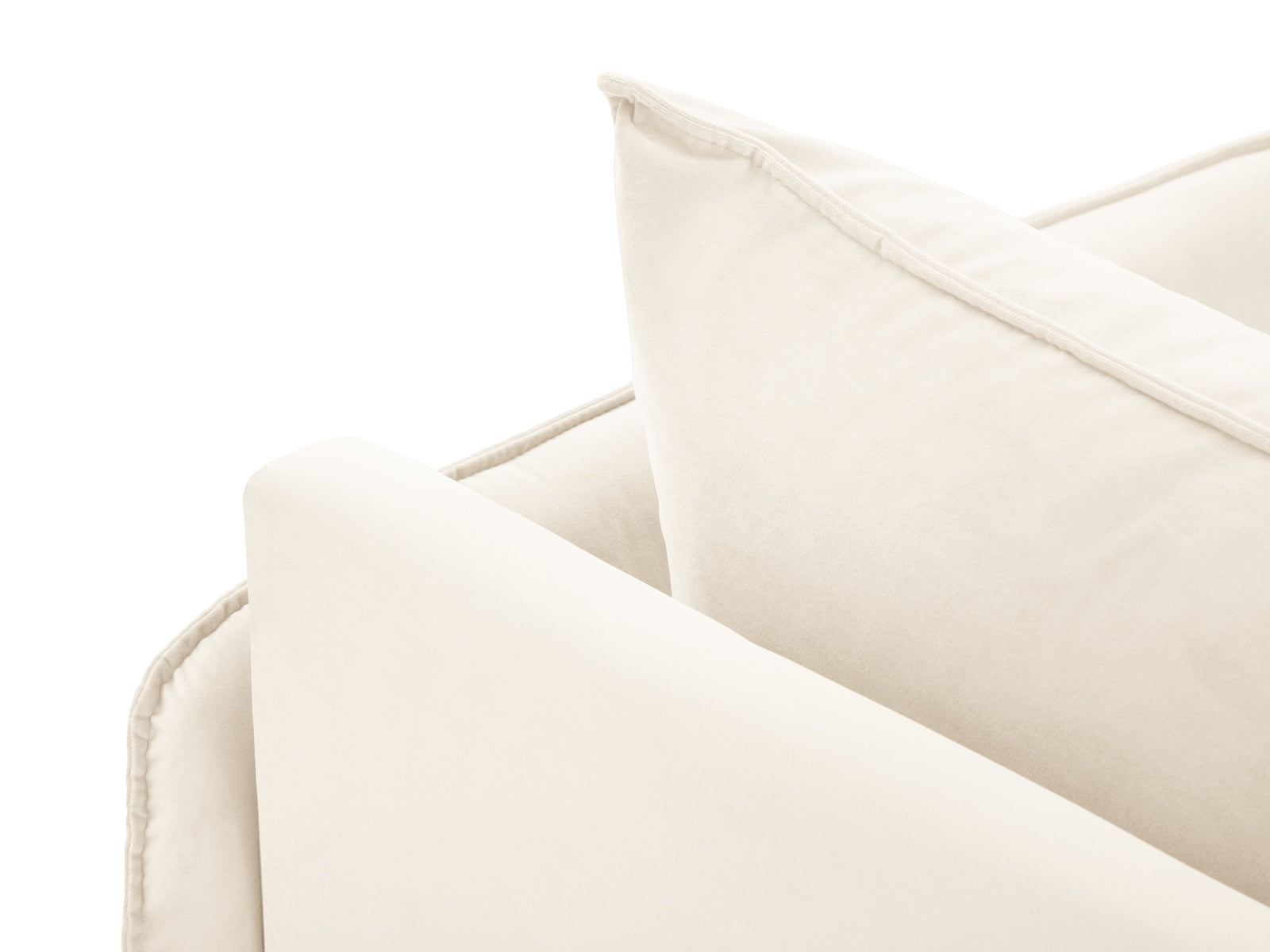 Elegantes Vienna Velour Sofa Chaise Lounge in sanftem Beige, ausgestattet mit edlen goldenen Akzenten, ideal für zeitgemäße Inneneinrichtungen.