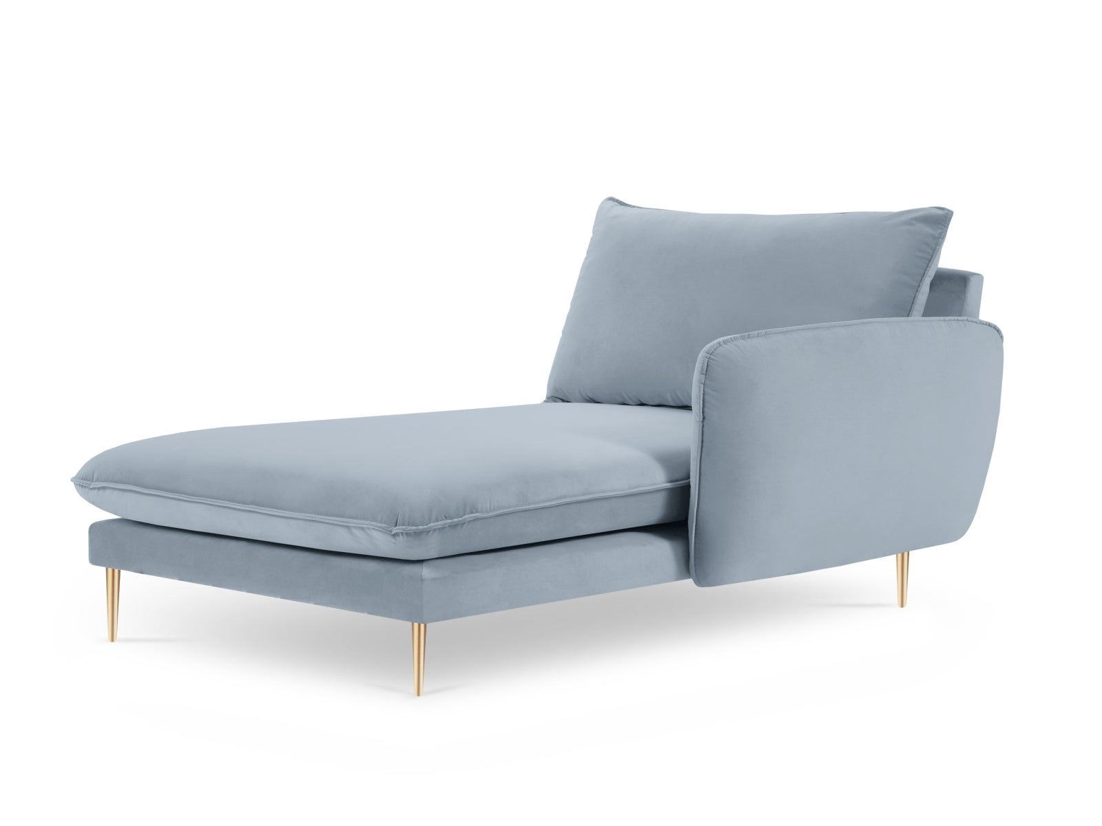 Vienna Velour Sofa Chaise Lounge rechts 1 Sitz 110cm in Light Blue/Gold-Bluvel präsentiert im Onlineshop von KAQTU Design AG. L-Sofa rechts ist von Cosmopolitan Design