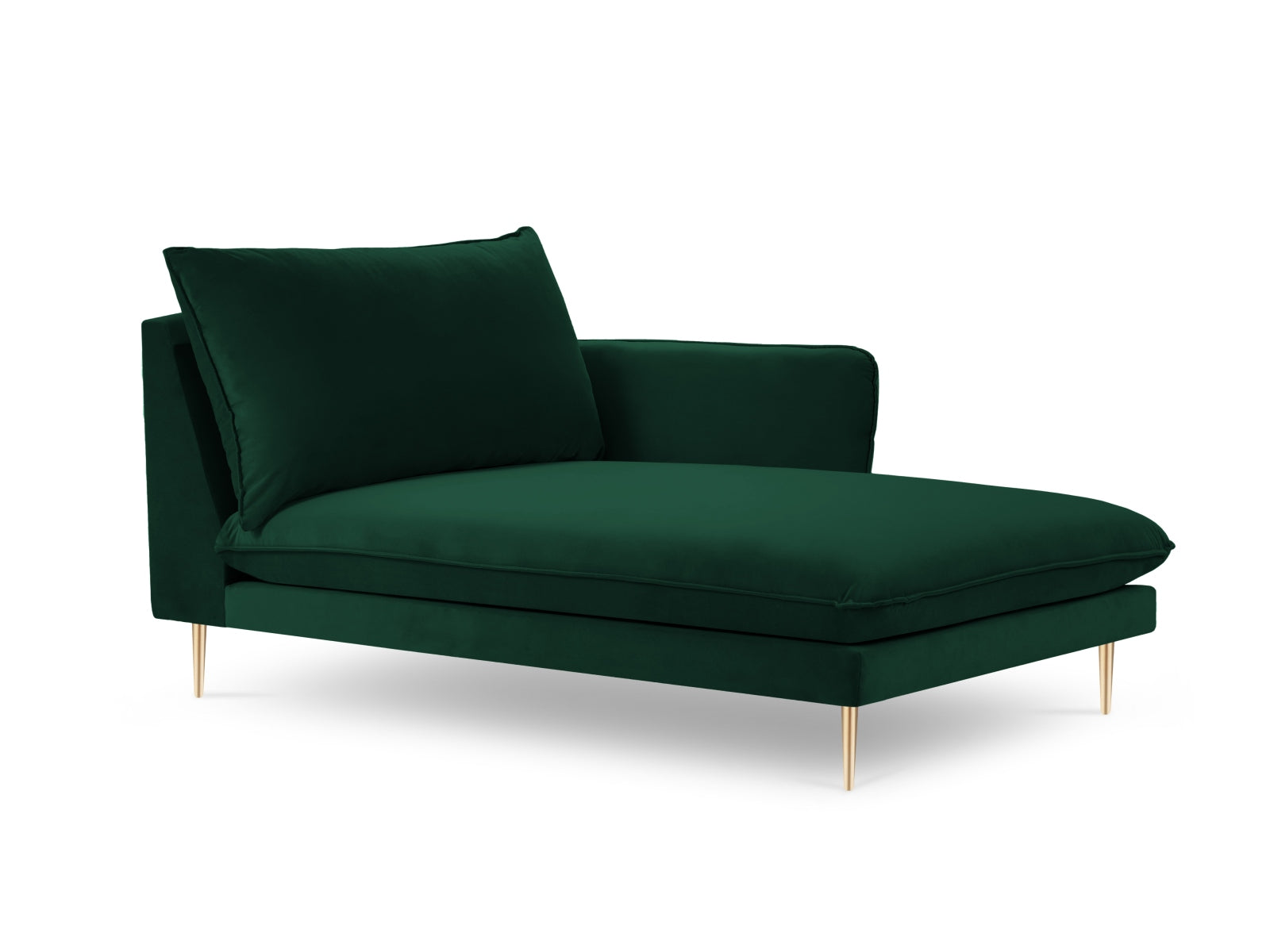 Vienna Velour Sofa Chaise Lounge rechts 1 Sitz 110cm in Bottle Green/Gold-Bluvel präsentiert im Onlineshop von KAQTU Design AG. L-Sofa rechts ist von Cosmopolitan Design