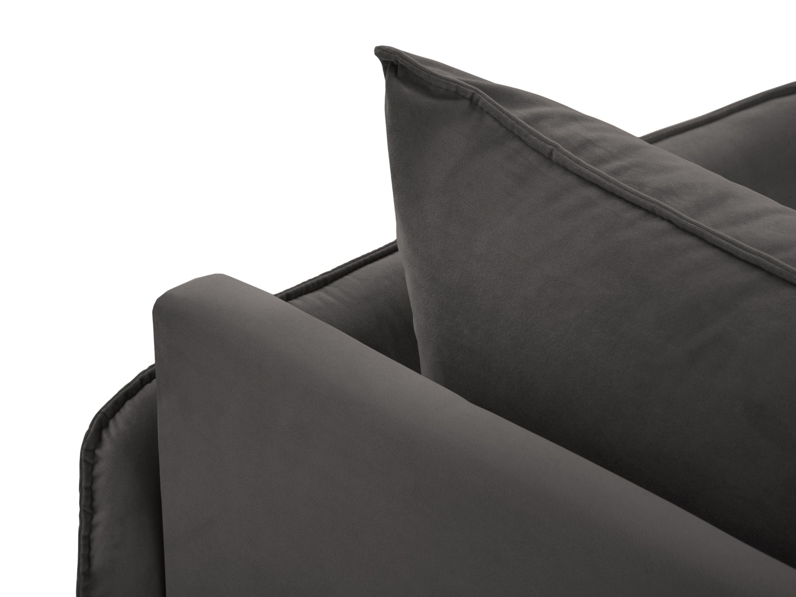 Elegantes Vienna Velour Sofa Chaise Lounge in dunklem Grau, ideal für stilvolle Wohnräume und entspannte Momente.