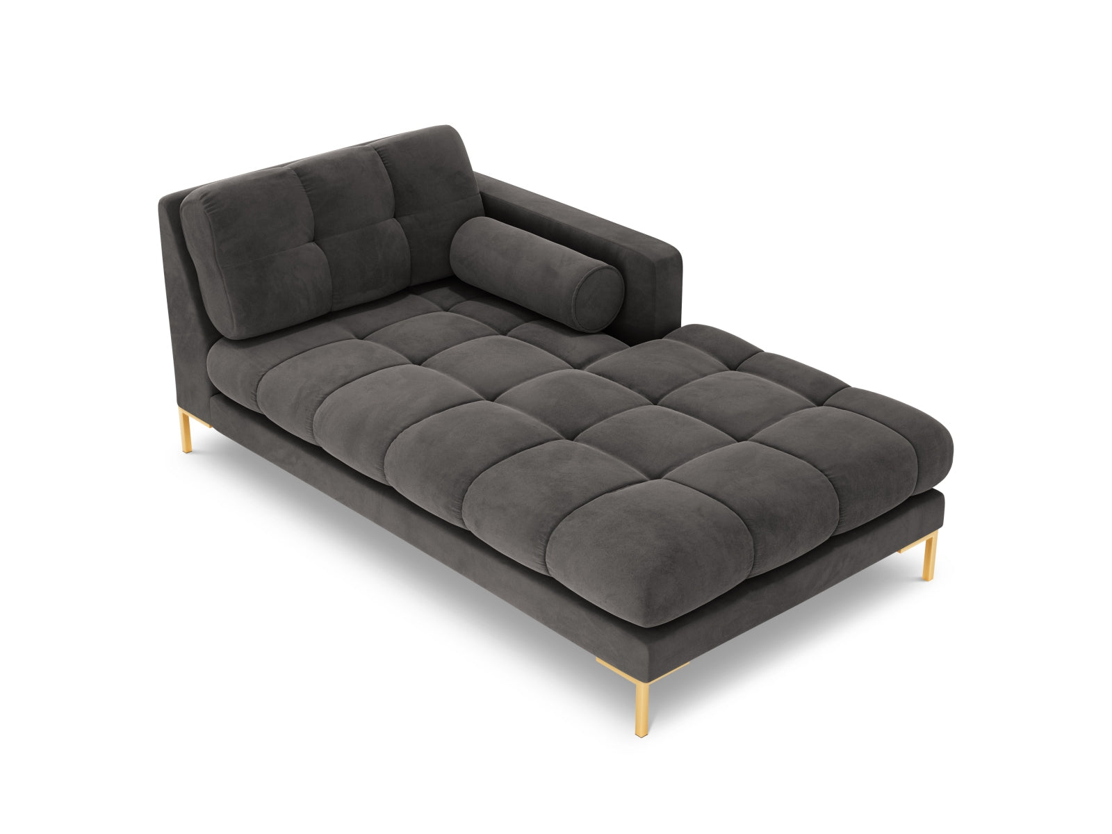 Moderne 1-Sitzer Chaise Longue rechts Bali in edlem Dunkelgrau, perfekt für gemütliche Ecken und stilvolle Einrichtung.