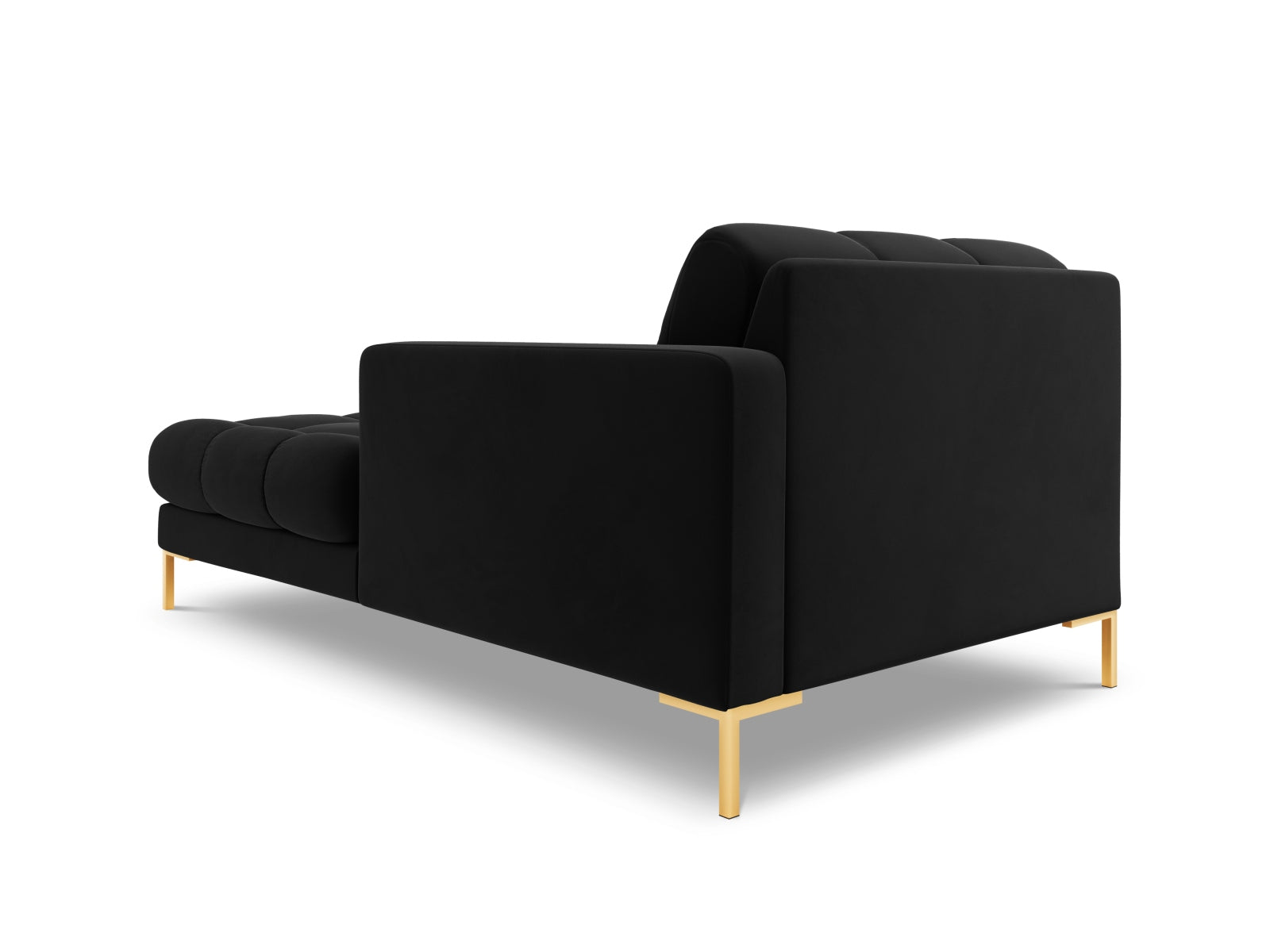 Stilvolle rechte Chaise Longue Bali, ideal für modernes Wohnen, gefertigt aus strapazierfähigem Black-Bluvel für höchsten Komfort.
