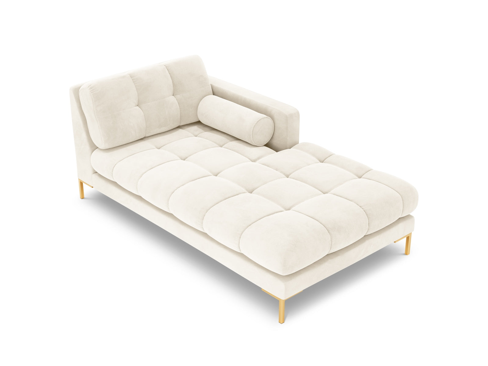 Stilvolle rechte Chaise Longue Bali in zartem Beige, perfekt für moderne Wohnkonzepte und gemütliche Entspannungsecken.