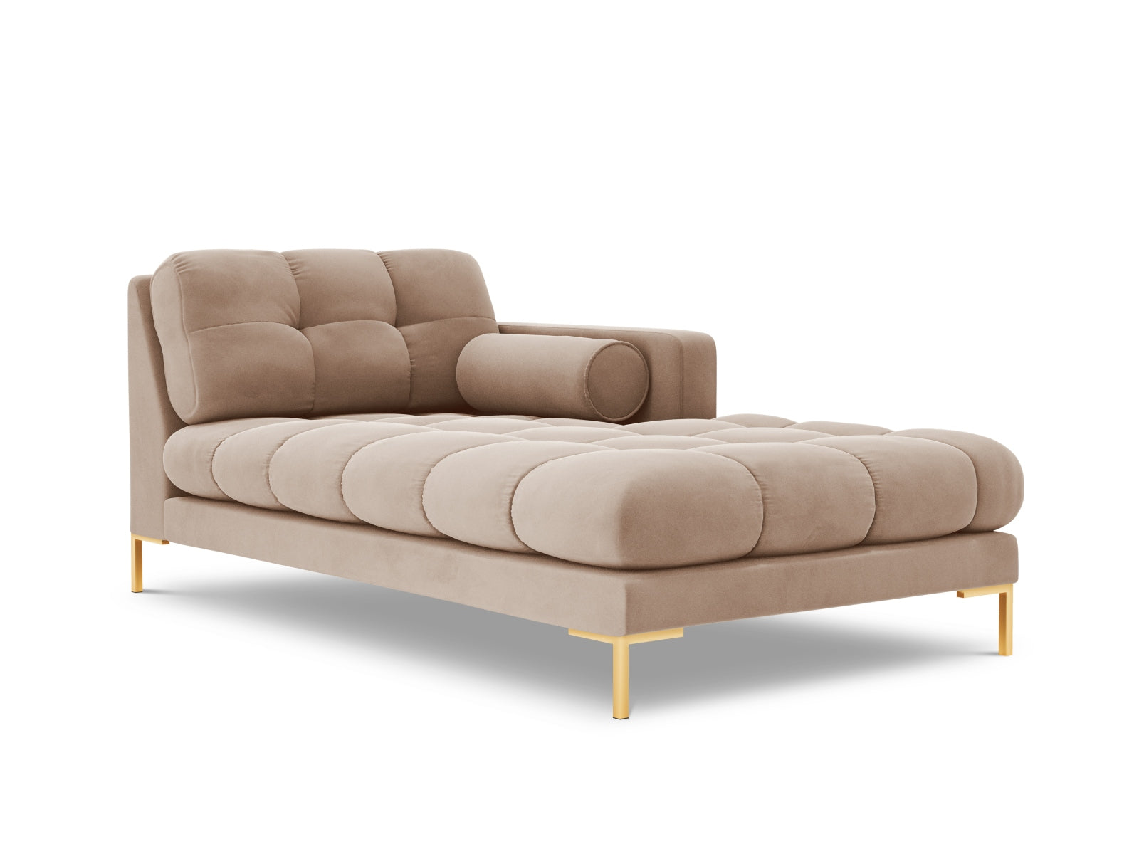 Elegante rechte Chaise Longue Bali in sanftem Beige, ideal für entspannte Momente und stilvolle Wohnräume.