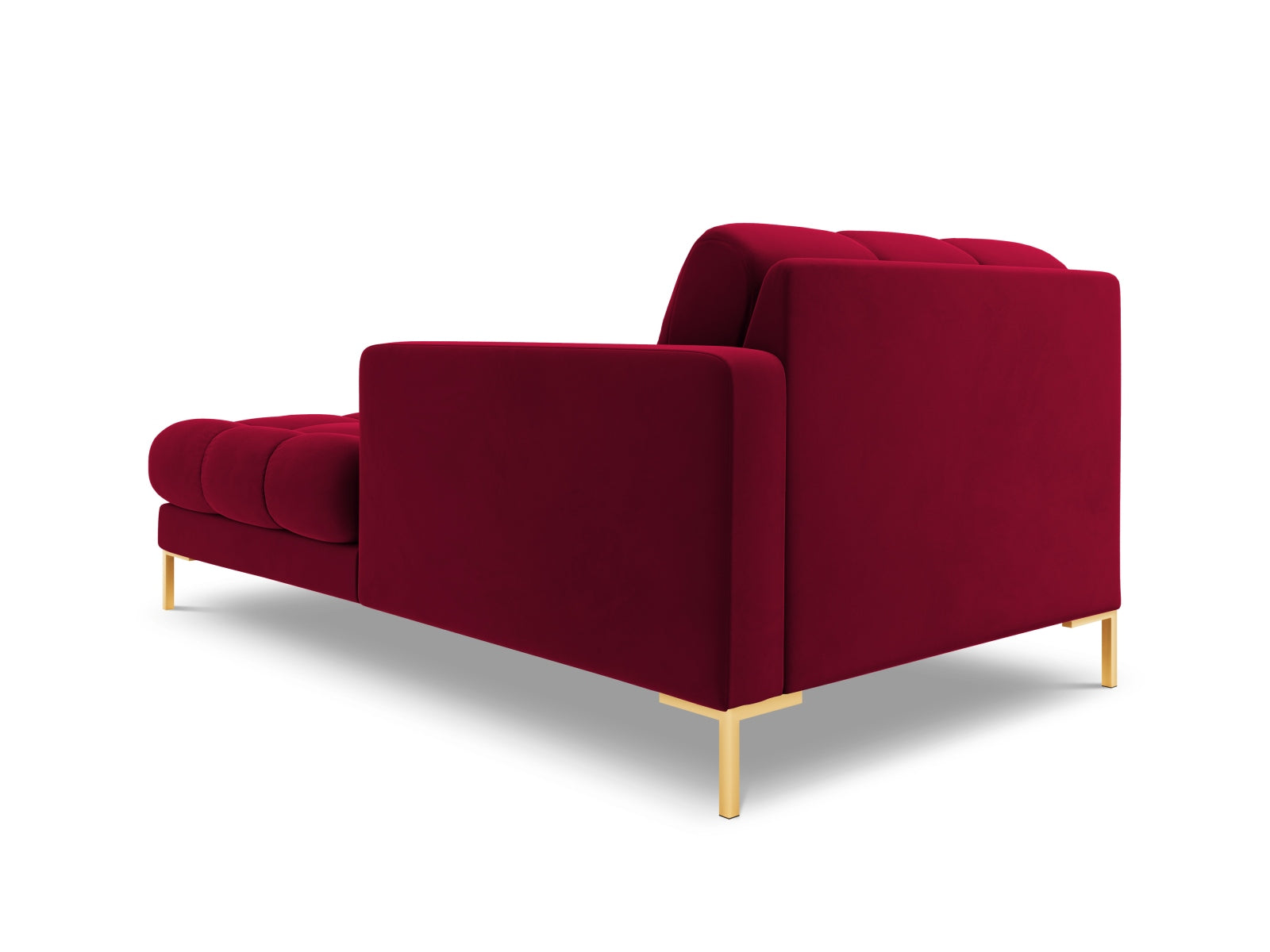 Moderne rechte Chaise Longue Bali, perfekt für stilvolle Wohnräume, gefertigt aus strapazierfähigem Red-Bluvel für höchsten Komfort.