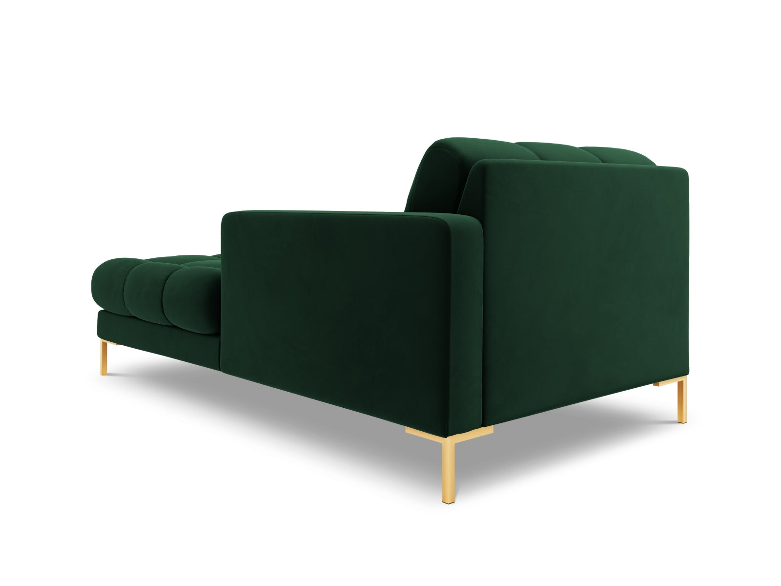 Stilvolle rechte Chaise Longue Bali in sattem Flaschengrün, perfekt für zeitgemäße Wohnräume und entspannende Rückzugsorte.