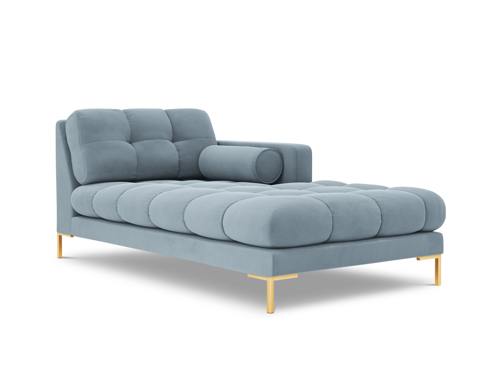 Elegante 1-Sitzer Chaise Longue rechts Bali in sanftem Hellblau, ideal für stilvolle Wohnräume und entspannende Rückzugsorte.