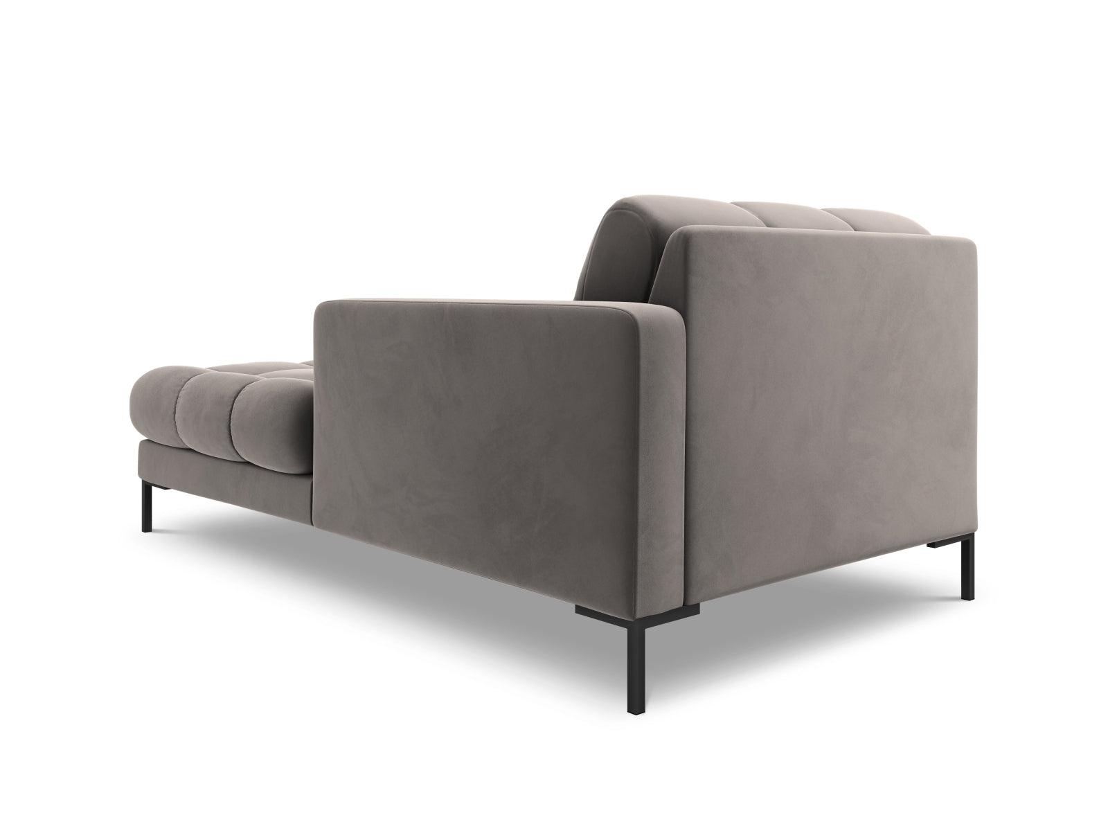 Elegante 1-Sitzer Chaise Longue rechts Bali in sanftem Light Grey-Bluvel, ideal für stilvolle Wohnräume und modernes Design.