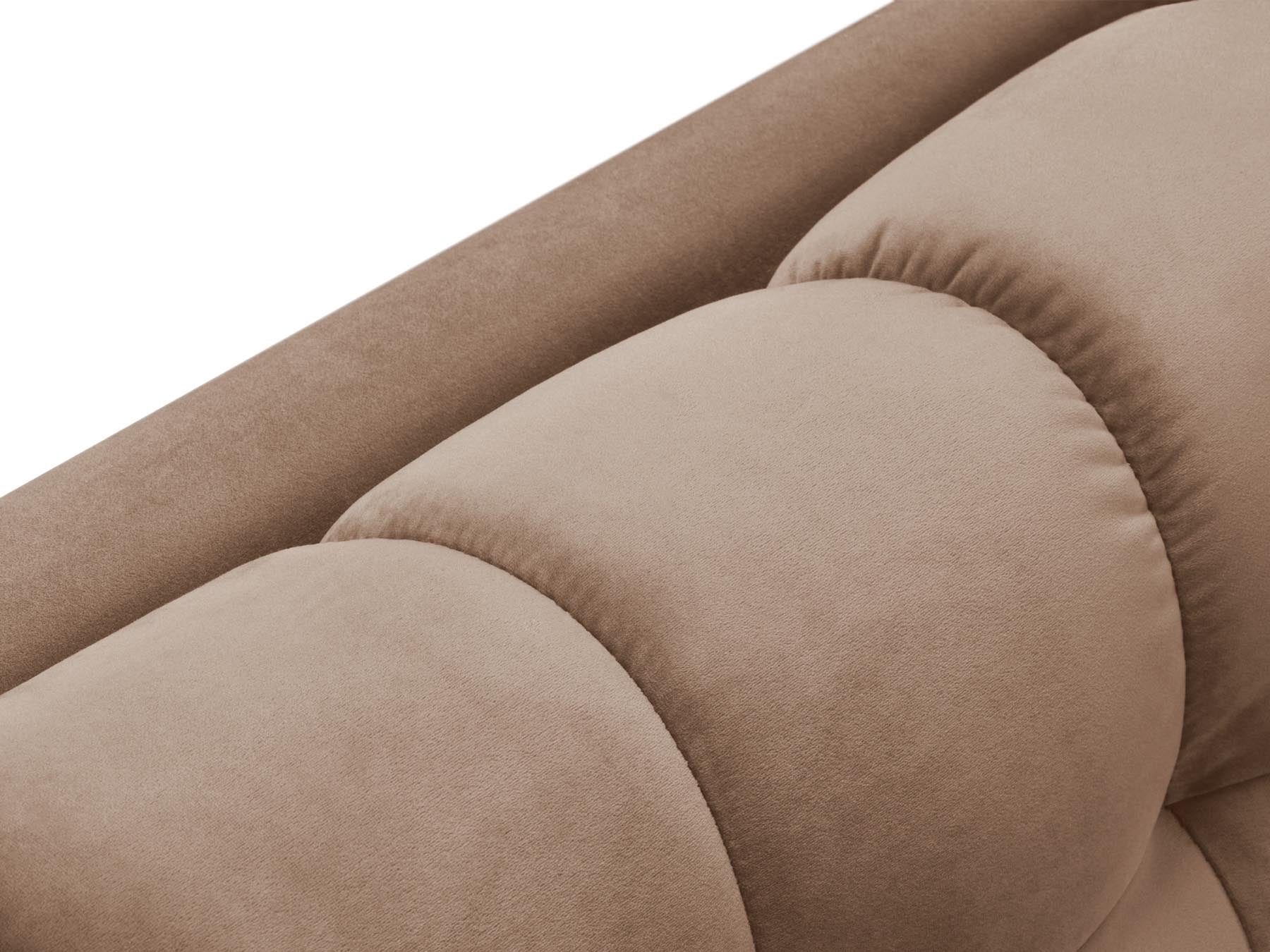 Elegante rechte 1-Sitzer Chaise Longue Bali in sanftem Beige-Bluvel, ideal für modernes Wohnen und entspannende Momente.