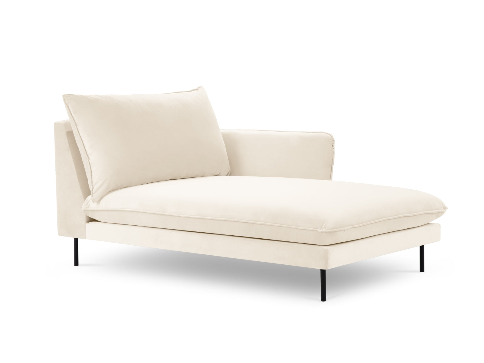 Vienna Velour Sofa Chaise Lounge rechts 1 Sitz 110cm in Light Beige/Schwarz-Bluvel präsentiert im Onlineshop von KAQTU Design AG. L-Sofa rechts ist von Cosmopolitan Design