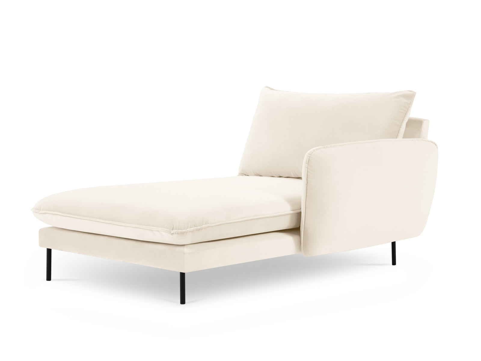 Stilvolles Vienna Velour Sofa Chaise Lounge in hellem Beige, kombiniert mit schwarzem Bluvel, ideal für moderne Wohnkonzepte.