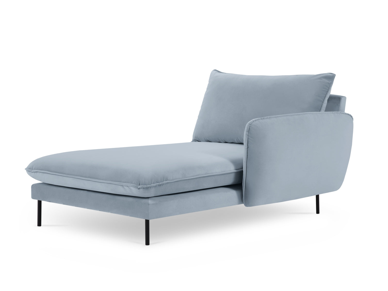 Vienna Velour Sofa Chaise Lounge rechts 1 Sitz 110cm in Light Blue/Schwarz-Bluvel präsentiert im Onlineshop von KAQTU Design AG. L-Sofa rechts ist von Cosmopolitan Design