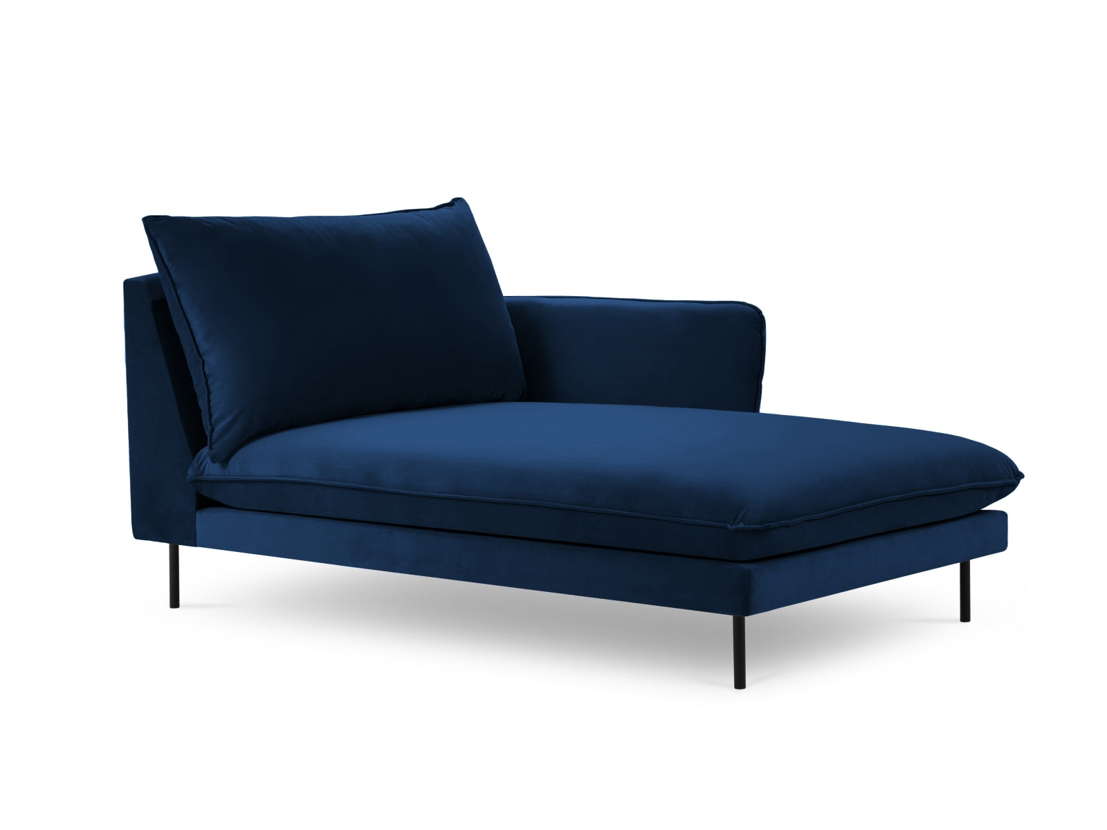 Vienna Velour Sofa Chaise Lounge rechts 1 Sitz 110cm in Royal Blue/Schwarz-Bluvel präsentiert im Onlineshop von KAQTU Design AG. L-Sofa rechts ist von Cosmopolitan Design