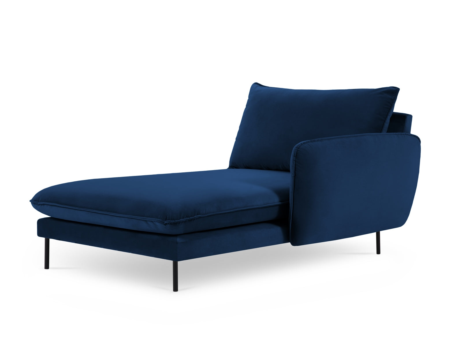 Vienna Velour Sofa Chaise Lounge rechts 1 Sitz 110cm in Royal Blue/Schwarz-Bluvel präsentiert im Onlineshop von KAQTU Design AG. L-Sofa rechts ist von Cosmopolitan Design