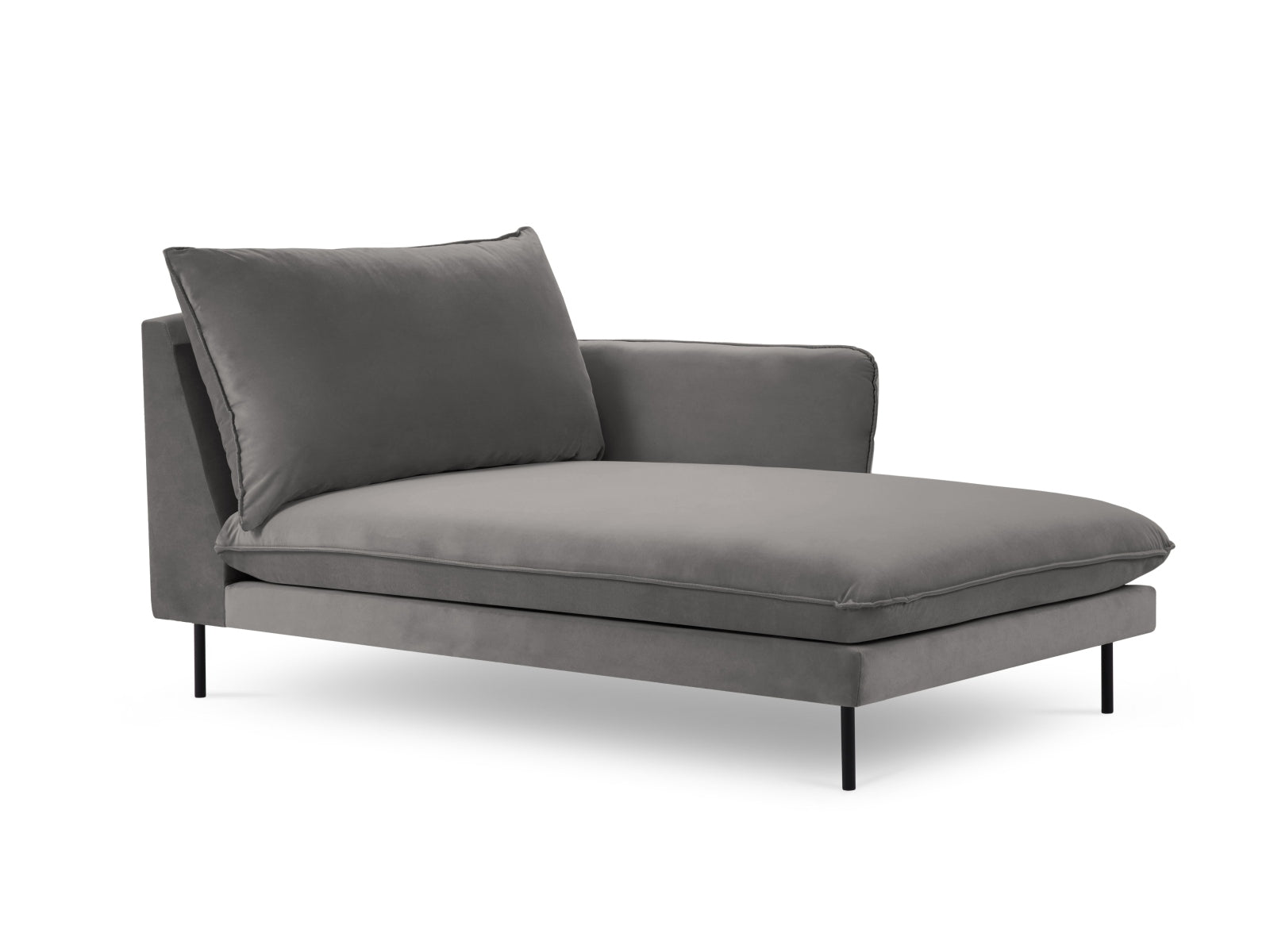 Vienna Velour Sofa Chaise Lounge rechts 1 Sitz 110cm in Light Grey/Schwarz-Bluvel präsentiert im Onlineshop von KAQTU Design AG. L-Sofa rechts ist von Cosmopolitan Design