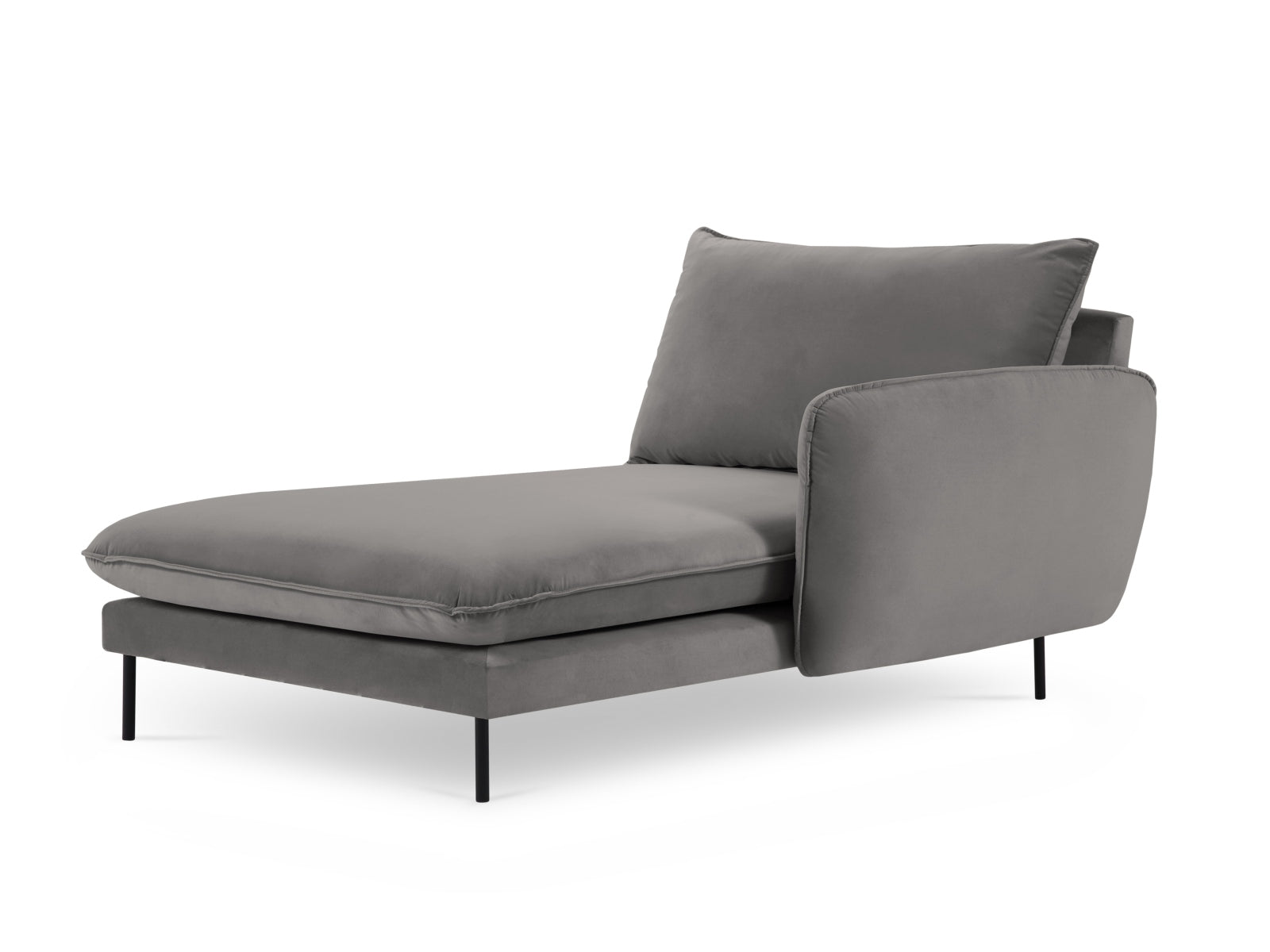Vienna Velour Sofa Chaise Lounge rechts 1 Sitz 110cm in Light Grey/Schwarz-Bluvel präsentiert im Onlineshop von KAQTU Design AG. L-Sofa rechts ist von Cosmopolitan Design