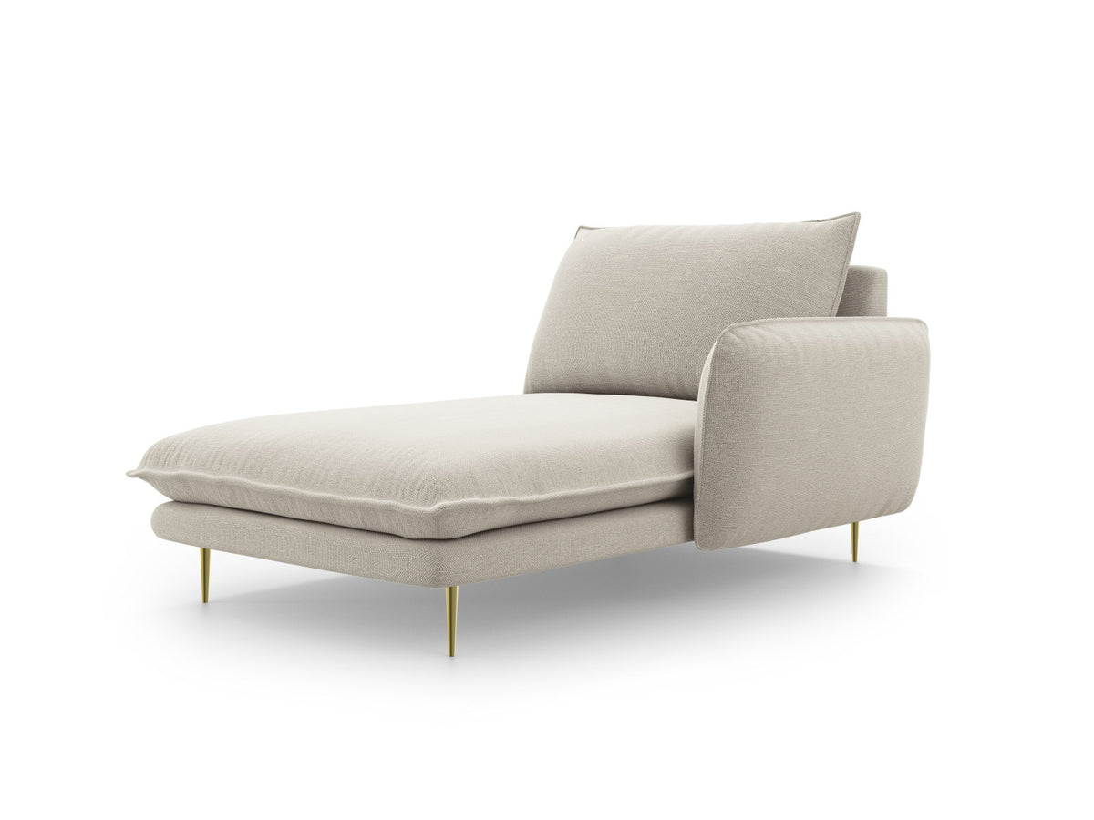 Vienna Sofa Chaise Lounge rechts 1 Sitz 110cm in Light Beige/Gold-Positano präsentiert im Onlineshop von KAQTU Design AG. L-Sofa rechts ist von Cosmopolitan Design