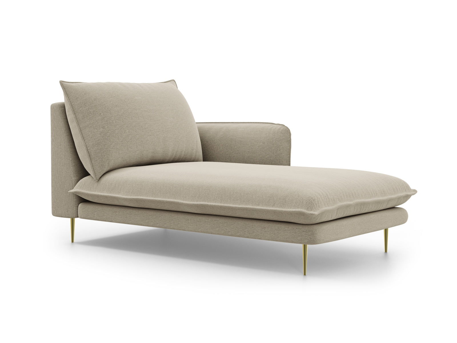 Vienna Sofa Chaise Lounge rechts 1 Sitz 110cm in Beige/Gold-Positano präsentiert im Onlineshop von KAQTU Design AG. L-Sofa rechts ist von Cosmopolitan Design