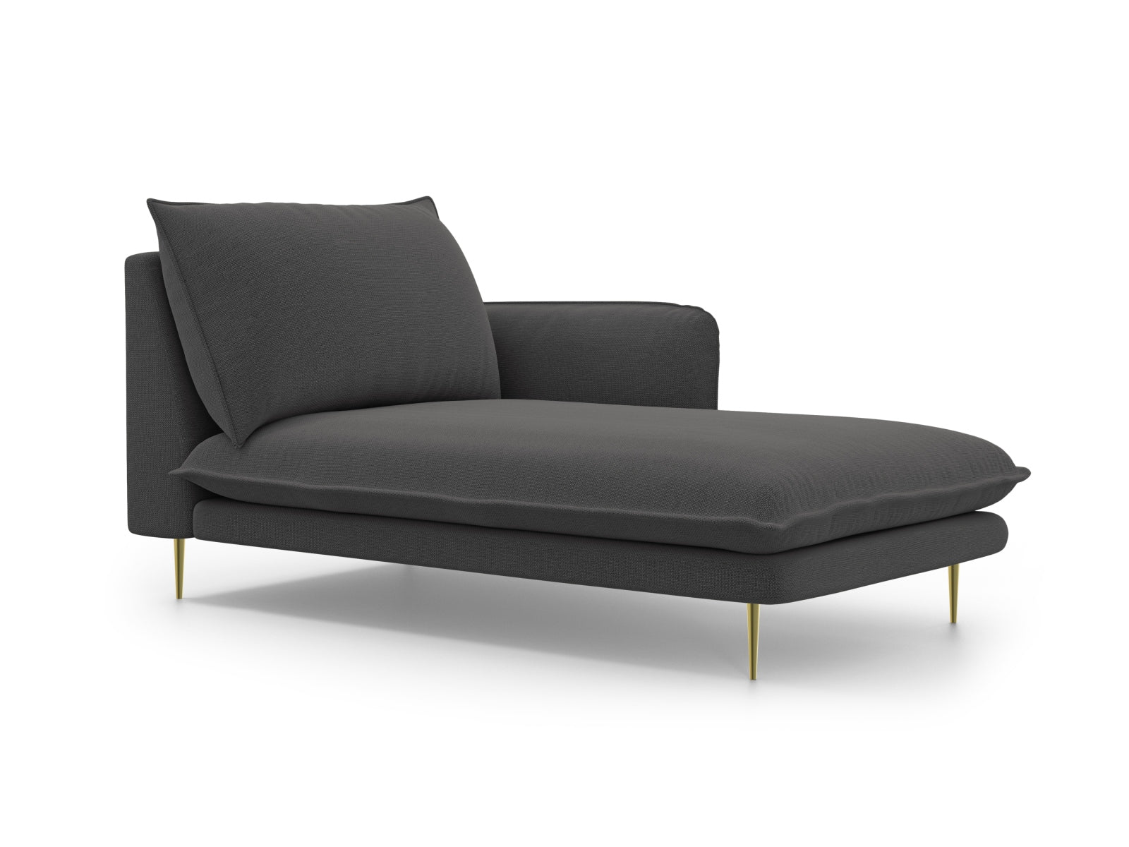Vienna Sofa Chaise Lounge rechts 1 Sitz 110cm in Dark Grey/Gold-Positano präsentiert im Onlineshop von KAQTU Design AG. L-Sofa rechts ist von Cosmopolitan Design
