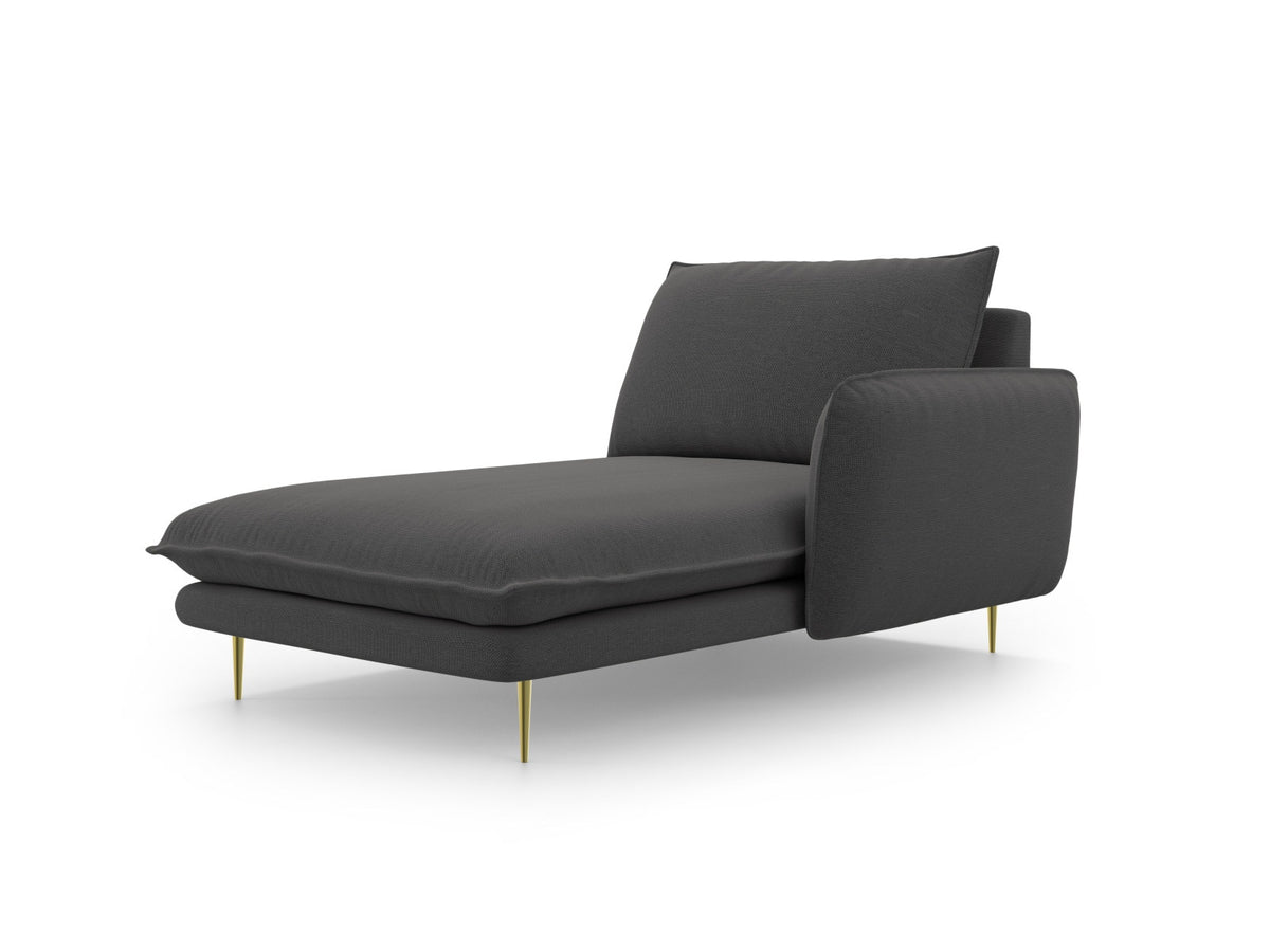 Vienna Sofa Chaise Lounge rechts 1 Sitz 110cm in Dark Grey/Gold-Positano präsentiert im Onlineshop von KAQTU Design AG. L-Sofa rechts ist von Cosmopolitan Design