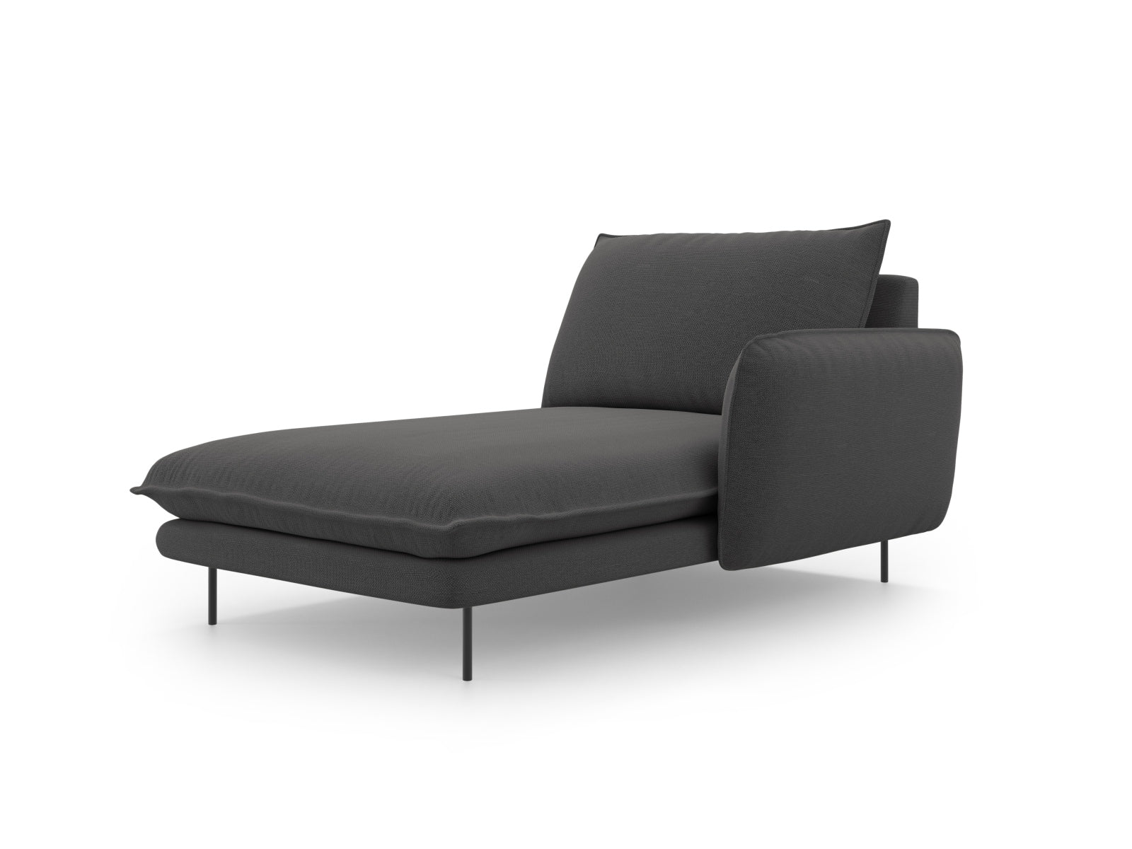 Modernes Vienna Sofa Chaise Lounge in Dunkelgrau, rechtsseitig, mit elegantem Design für komfortable Entspannung und stilvolle Akzente im Wohnzimmer.