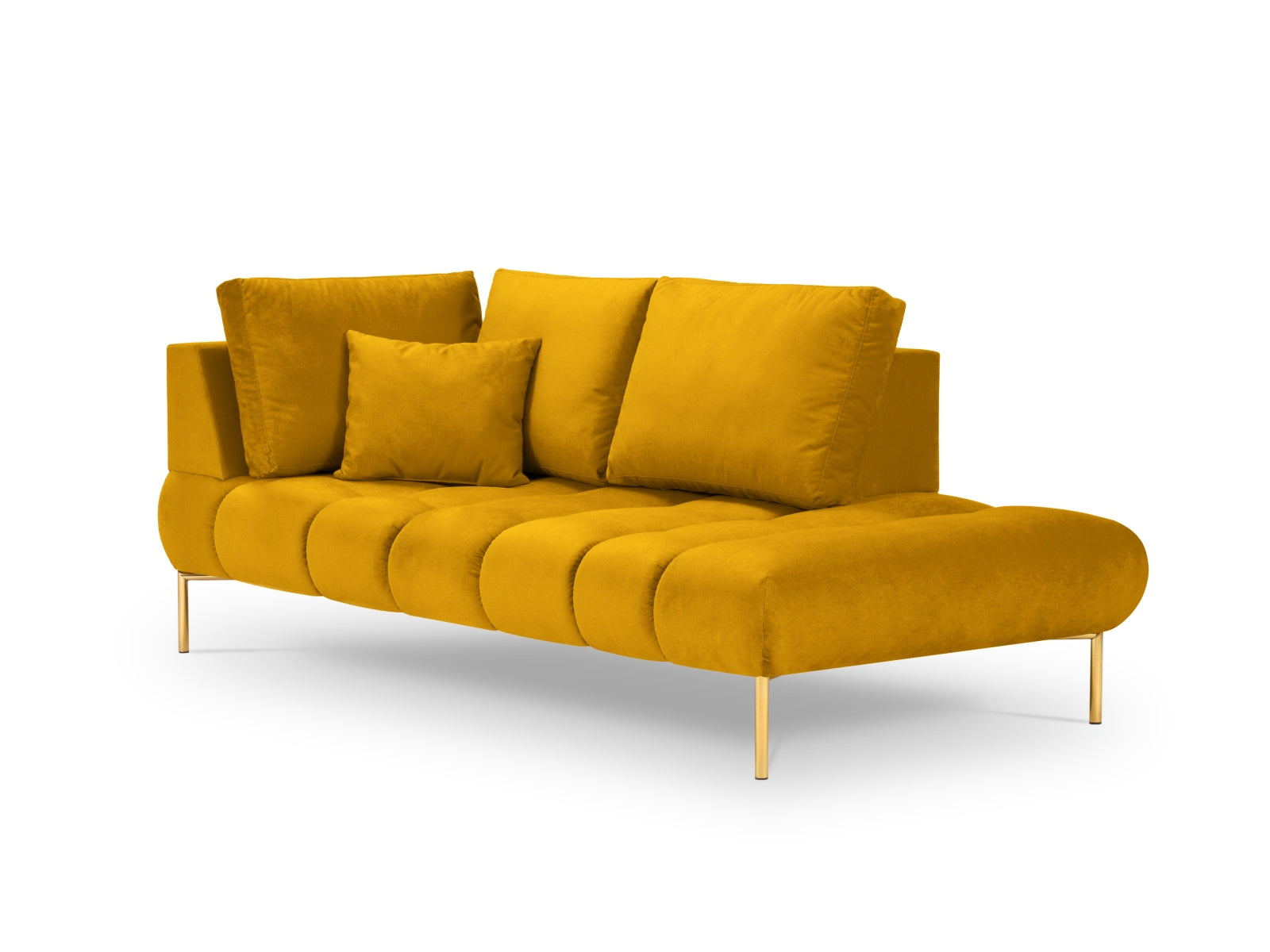 Hastings Velour Chaise Longue rechts 2 Sitzer in Yellow präsentiert im Onlineshop von KAQTU Design AG. Modulares Sofa ist von Cosmopolitan Design