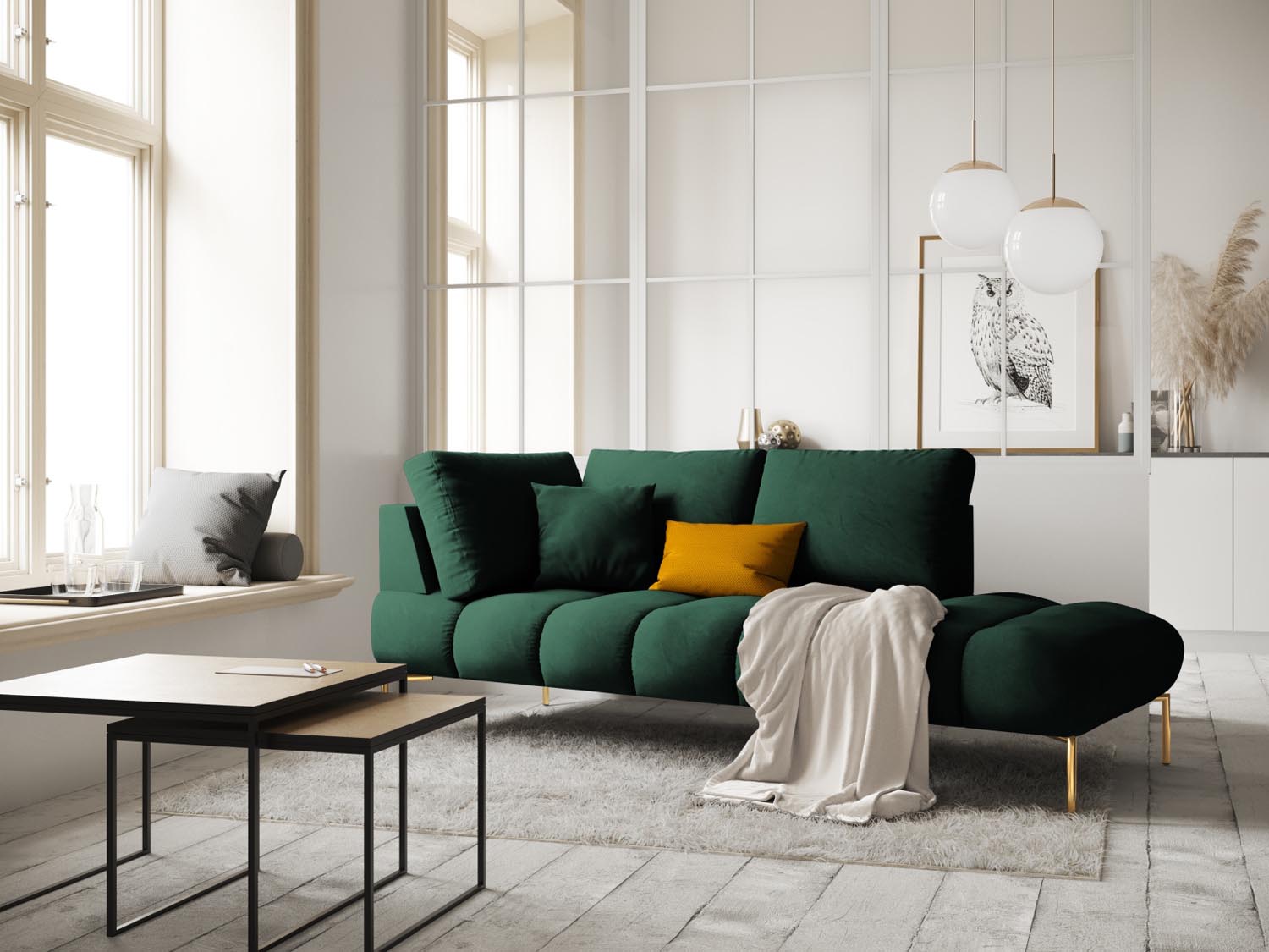 Geniessen Sie stilvollen Komfort mit der Hastings Velour Chaise Longue rechts 2 Sitzer von Cosmopolitan Design – ideal für Ihr modernes Wohnambiente.