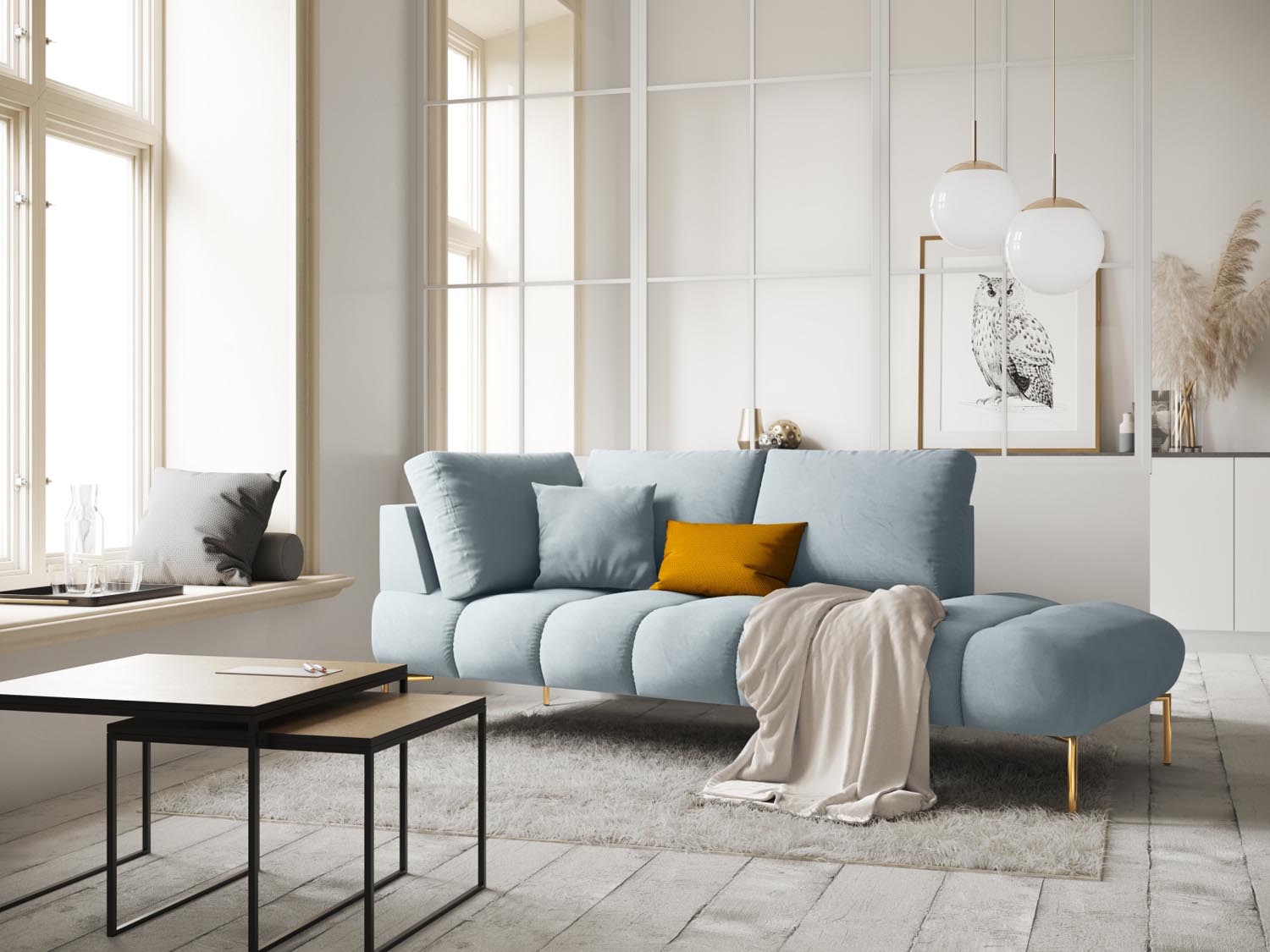 Geniessen Sie stilvollen Komfort mit der Hastings Velour Chaise Longue rechts 2 Sitzer von Cosmopolitan Design – ideal für Ihr modernes Wohnambiente.