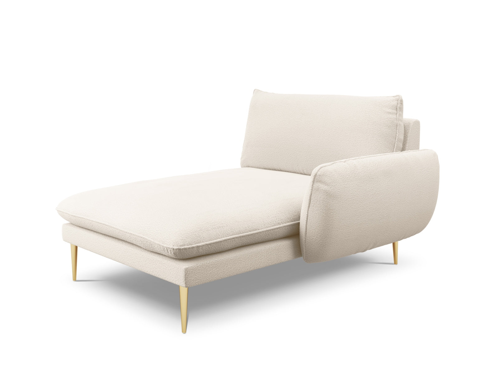 Vienna Boucle Sofa Chaise Lounge rechts 1 Sitz 110cm in Beige/Gold-Ascot präsentiert im Onlineshop von KAQTU Design AG. L-Sofa rechts ist von Cosmopolitan Design
