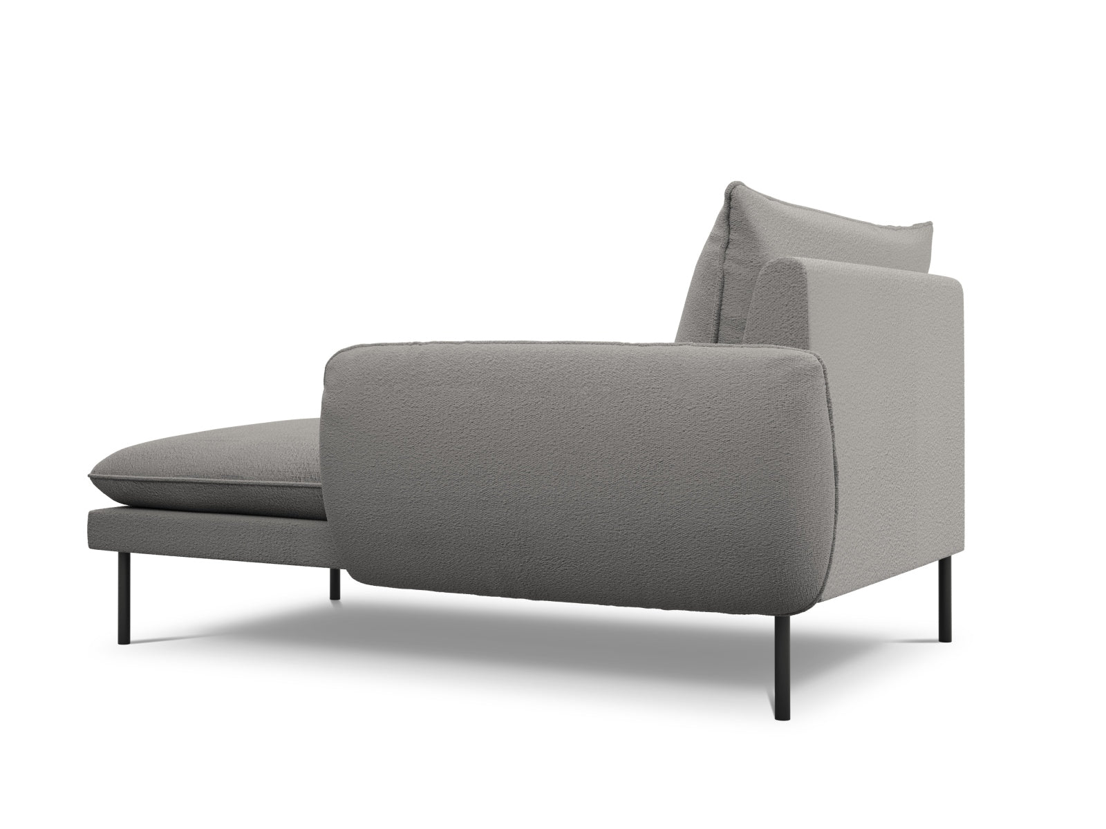 Elegantes Vienna Boucle Sofa Chaise Lounge in Grau/Schwarz, ideal für moderne Wohnräume. Komfortable 1-Sitz-Option mit stilvollem Look.