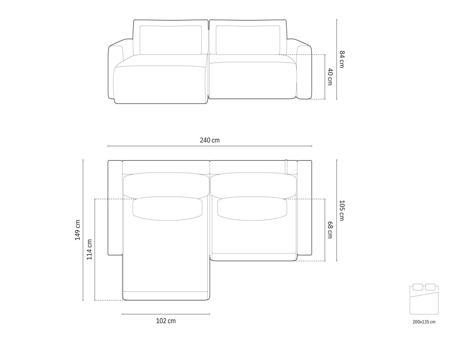 Modernes L-Sofa Belfast in Dunkelbeige, 3-Sitzer mit praktischer Schlaffunktion und integriertem Stauraum für optimalen Komfort.